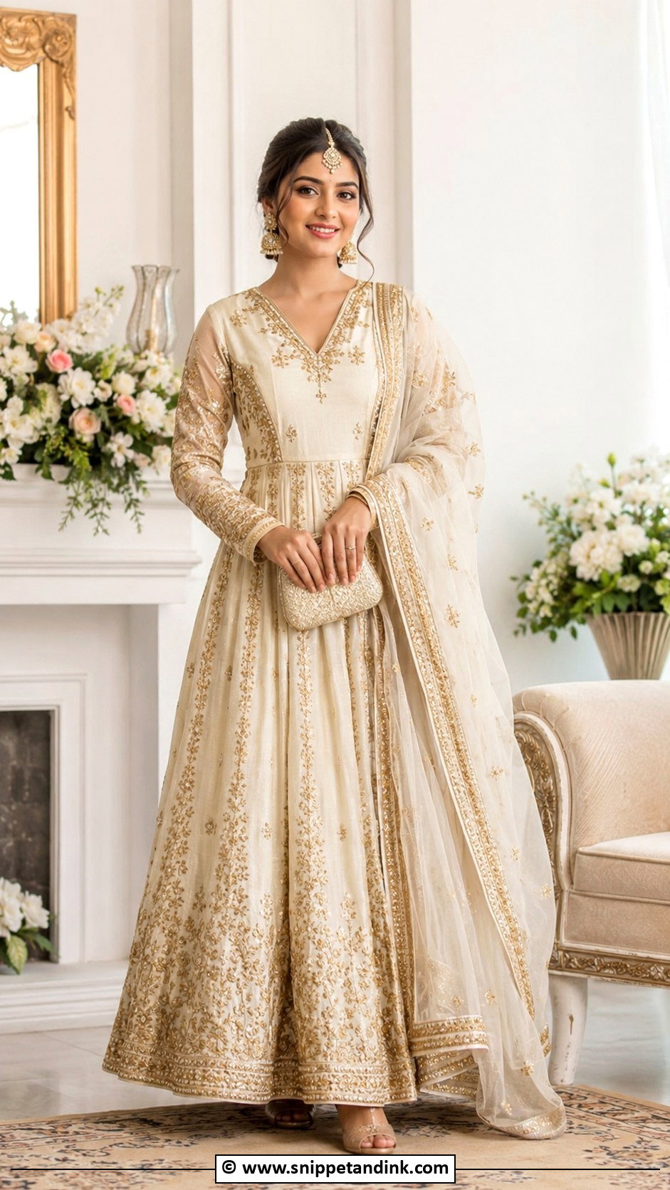 Cream Anarkali Nikah Dress - Snippet and Ink - 35 Nikah Dress Ideas