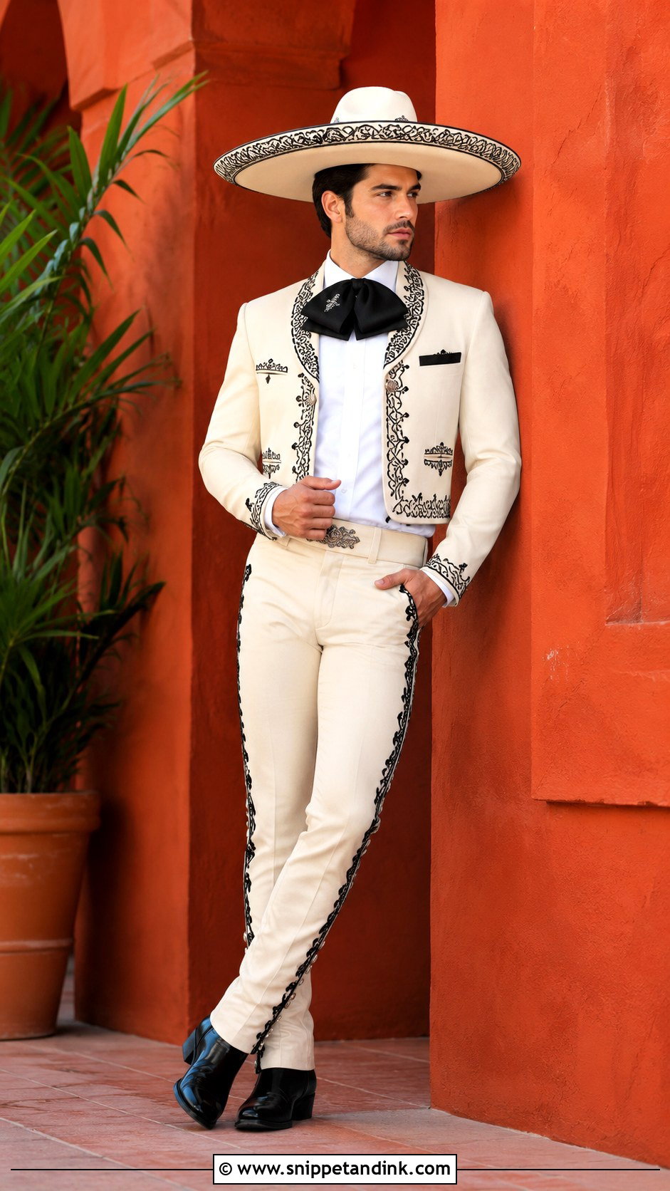 Cream And Black Charro Wedding Suit - Snippet and Ink - 20 Charro Wedding Suit Ideas