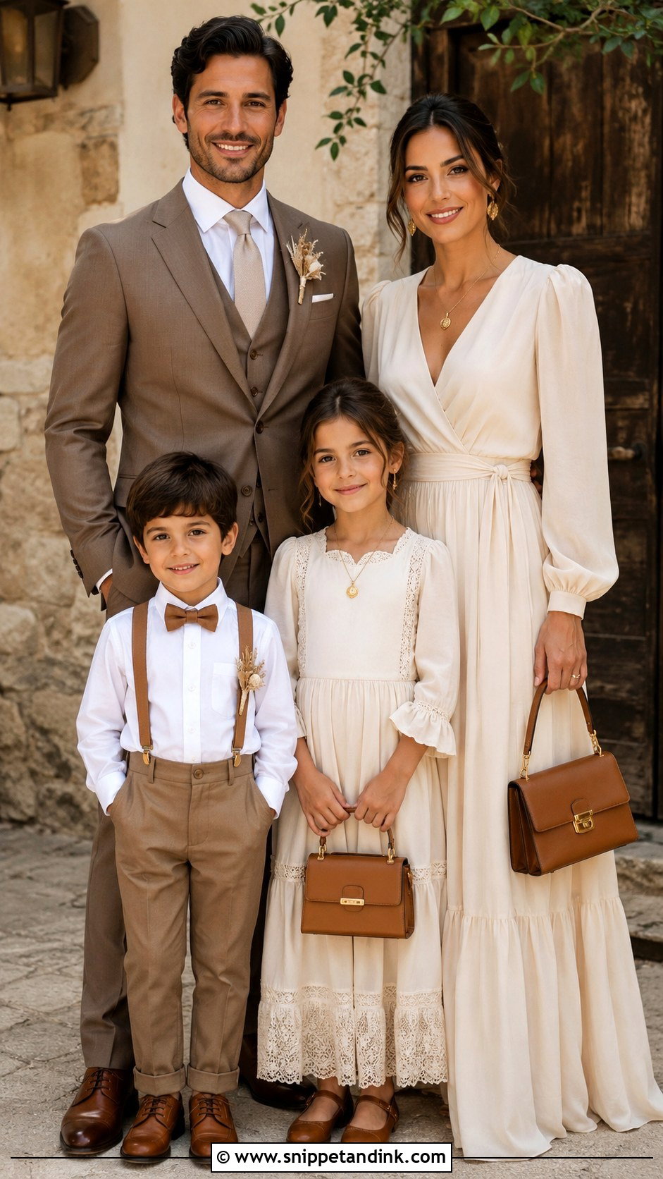 Cream And Brown Family Wedding Outfit - Snippet and Ink - 25 Matching Family Outfits for Wedding