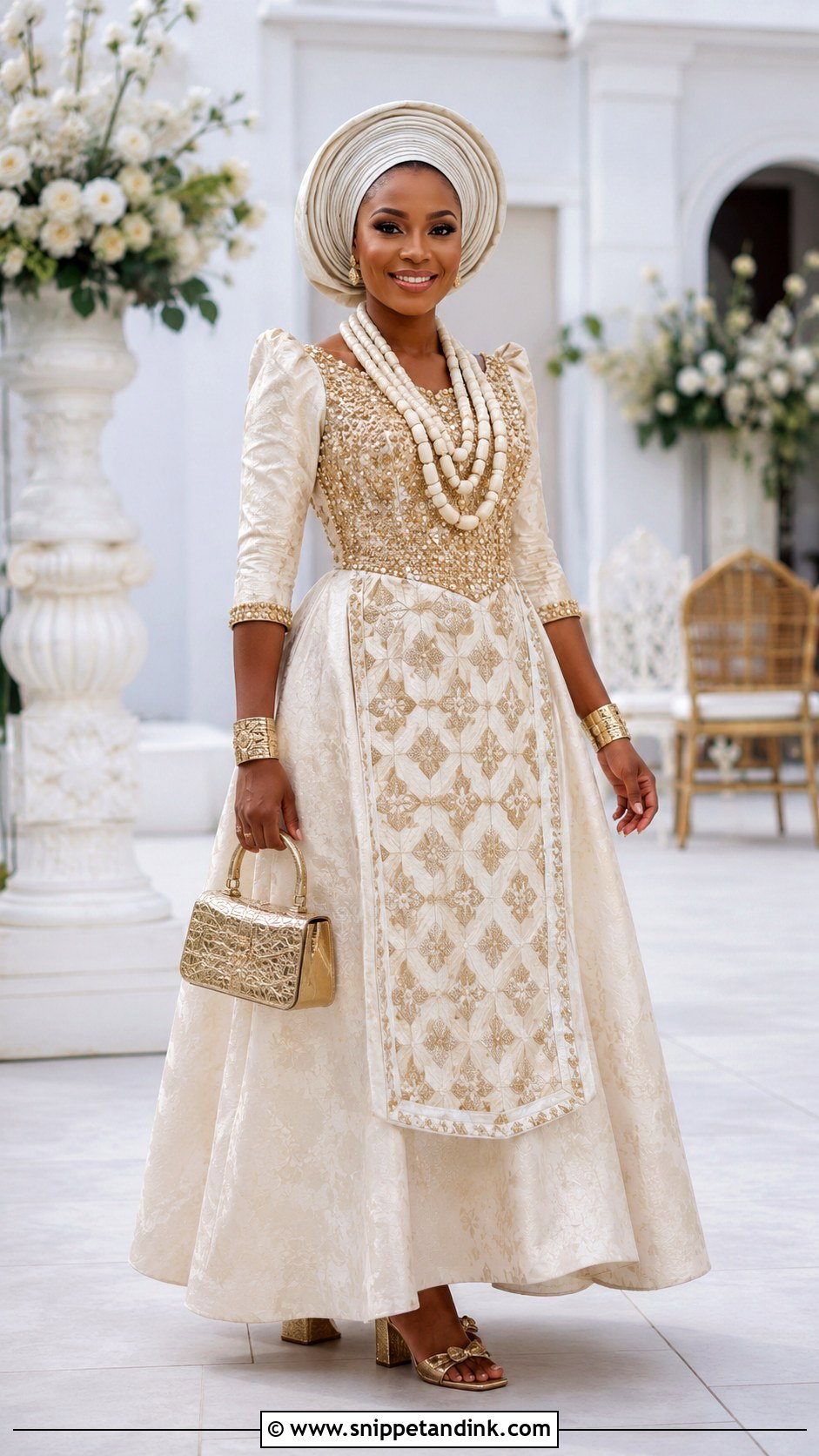 Cream And Gold Membeso Dress - Snippet and Ink - 20 Membeso Dress for the Bride Ideas