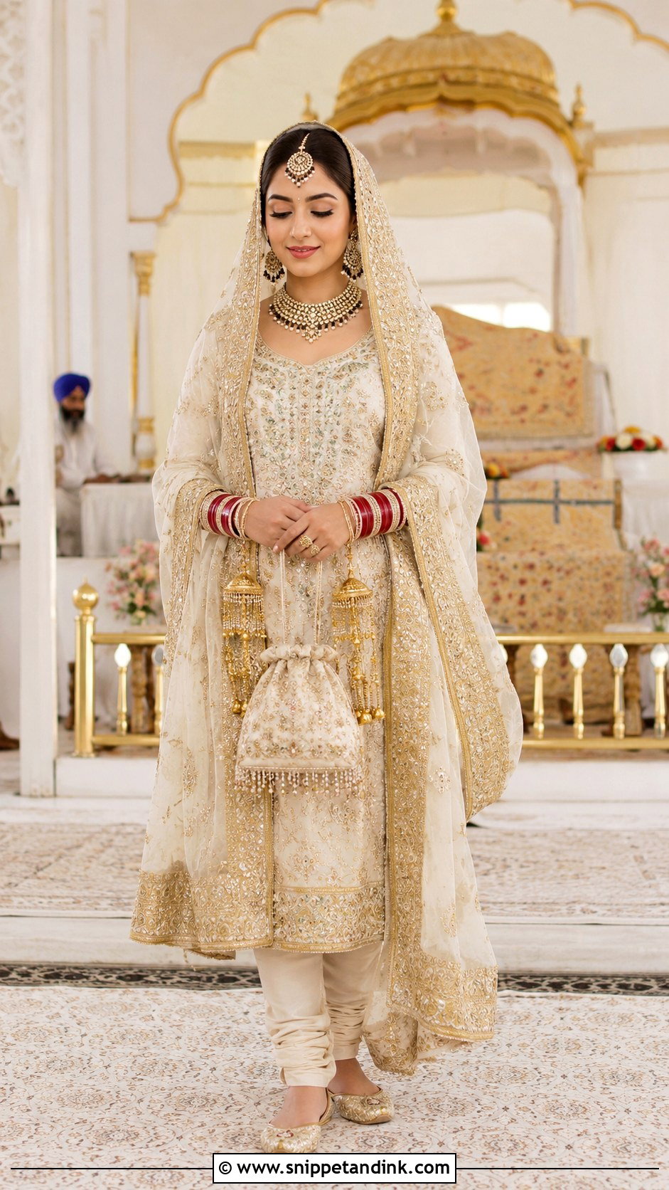 Cream And Gold Sikh Punjabi Bridal Suit - Snippet and Ink - 20 Indian Punjabi Bridal Suits