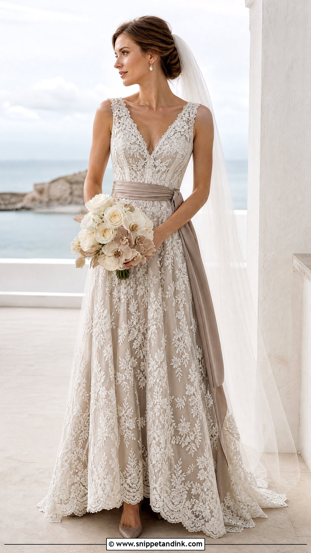 Cream And Taupe Wedding Dress - Snippet and Ink - 20 Wedding Dress Colour Combination Ideas