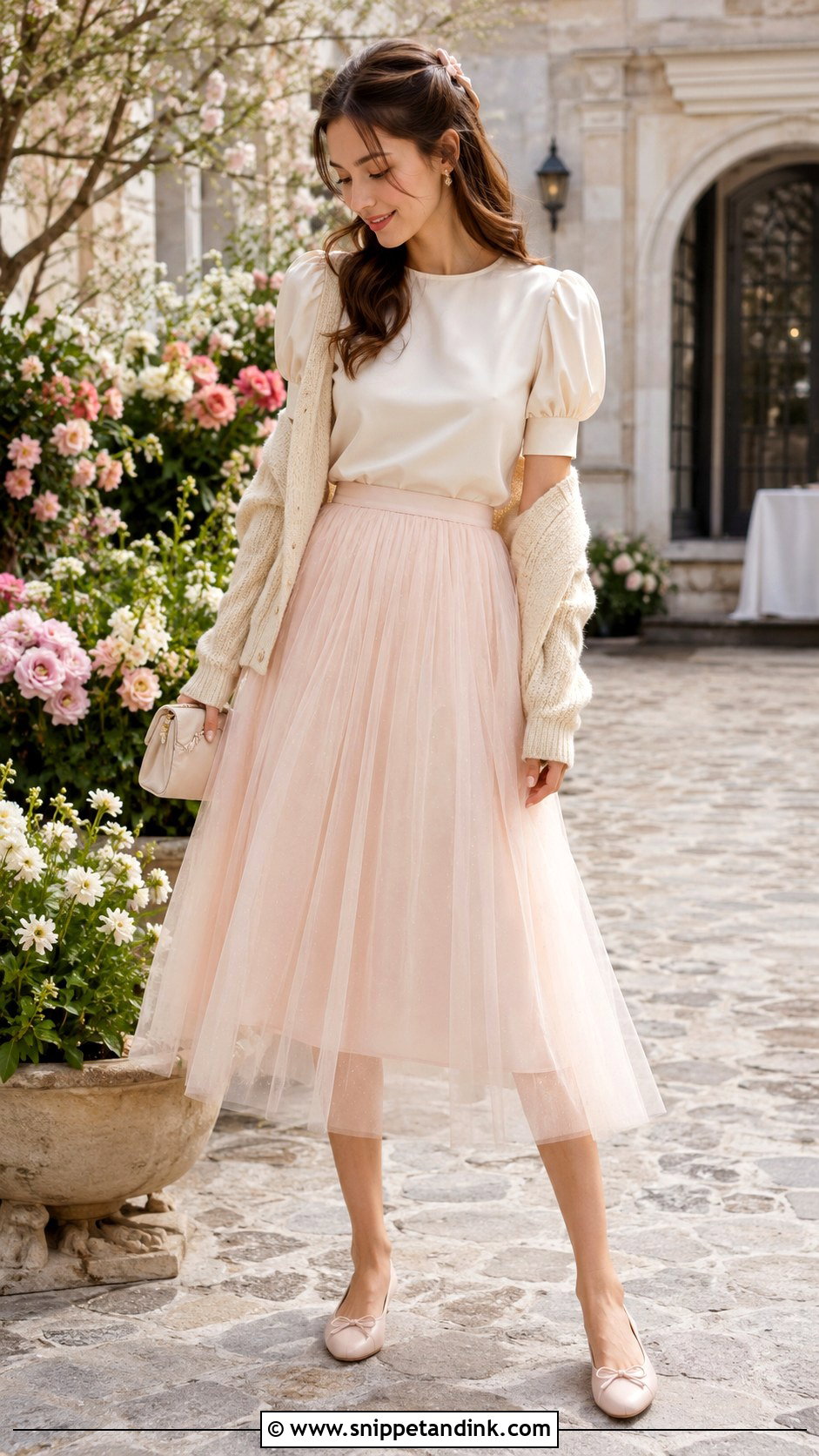 Cream Blouse And Tulle Skirt Wedding Outfit - Snippet and Ink - 20 Girl Kids Wedding Outfits