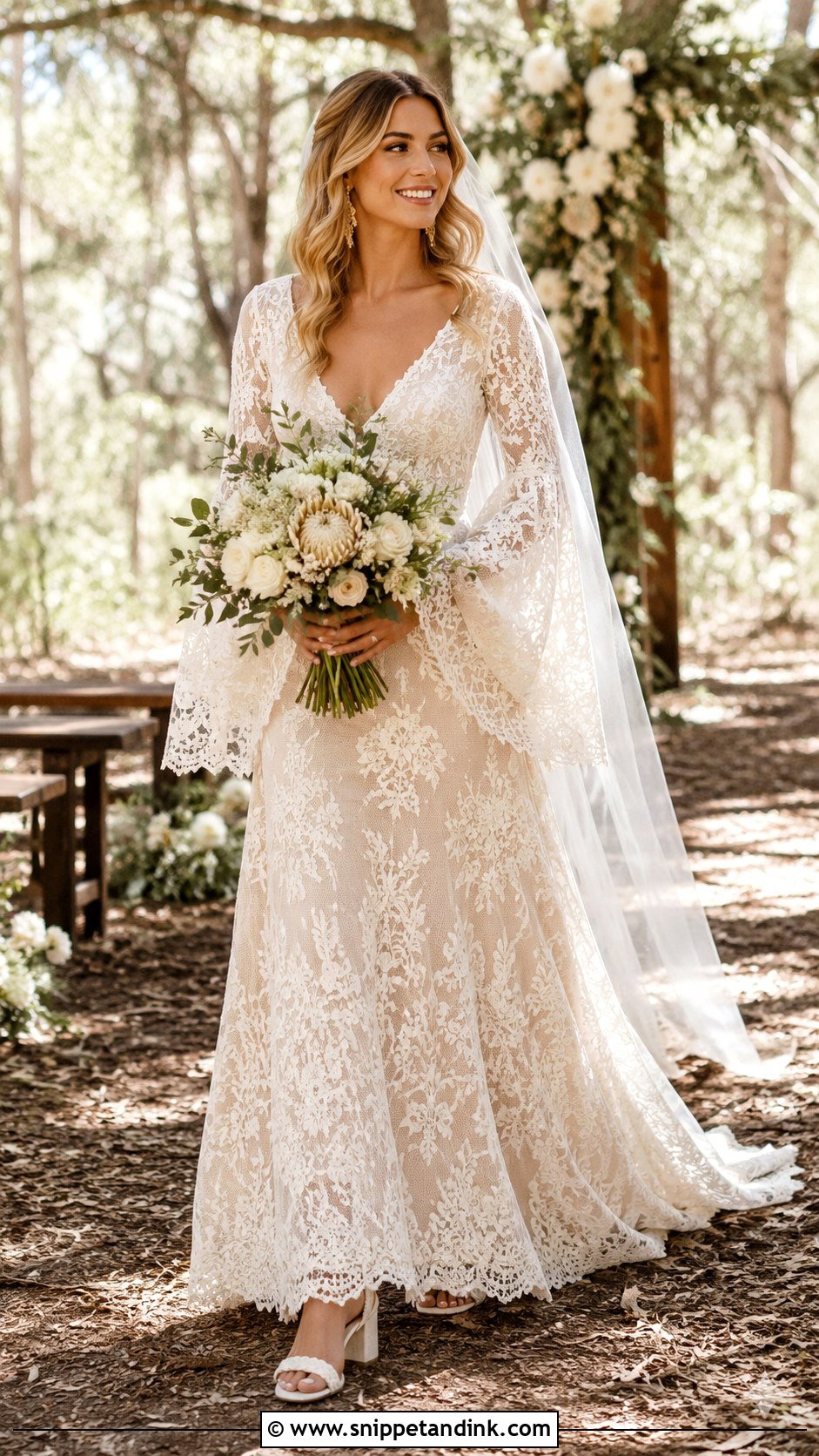 Cream Boho Lace Wedding Dress - Snippet and Ink - 20 Cream Color Wedding Dress Ideas