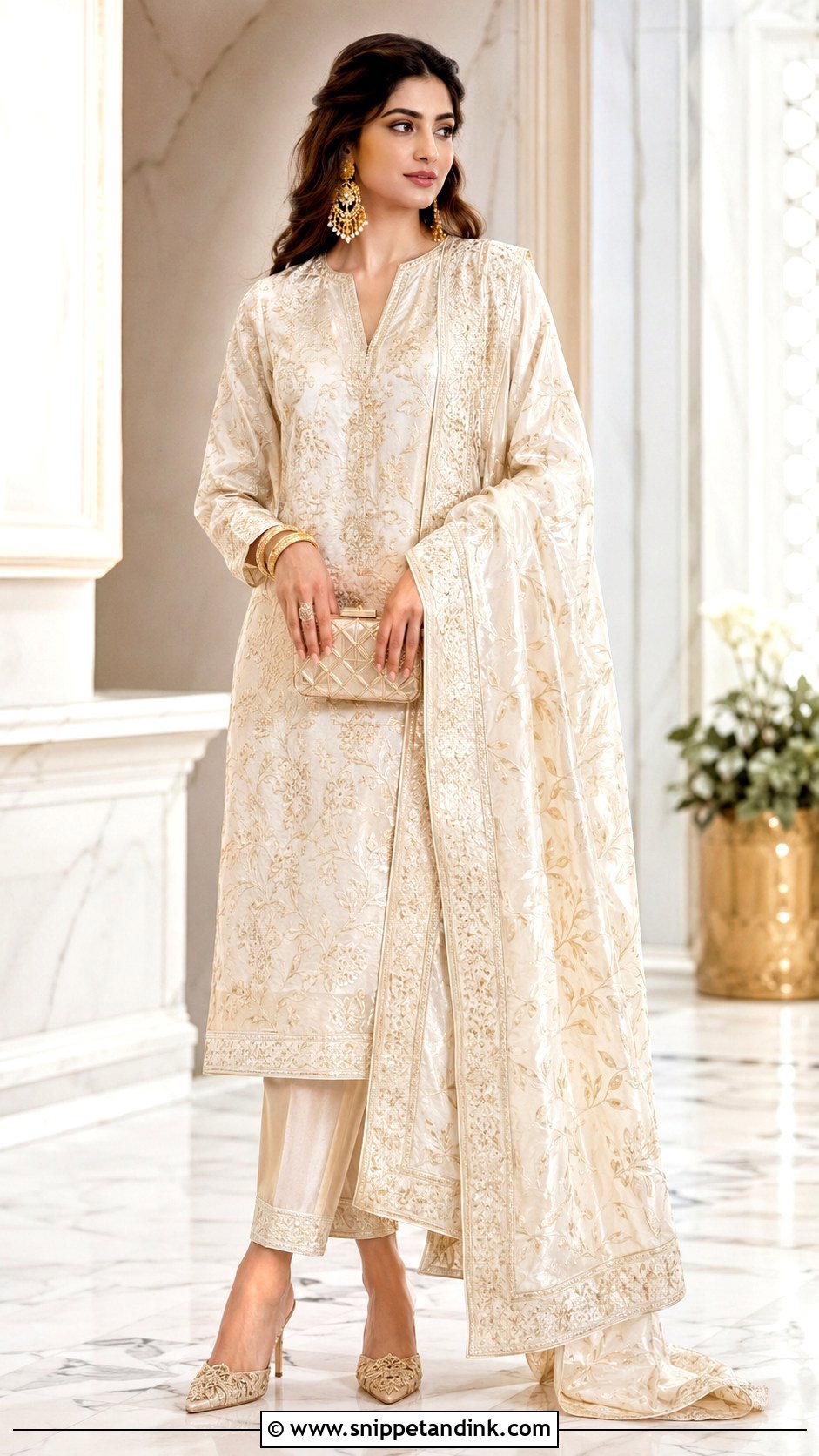 Cream Bridal Brocade Salwar Suit - Snippet and Ink - 25 Bridal Salwar Suits Wedding