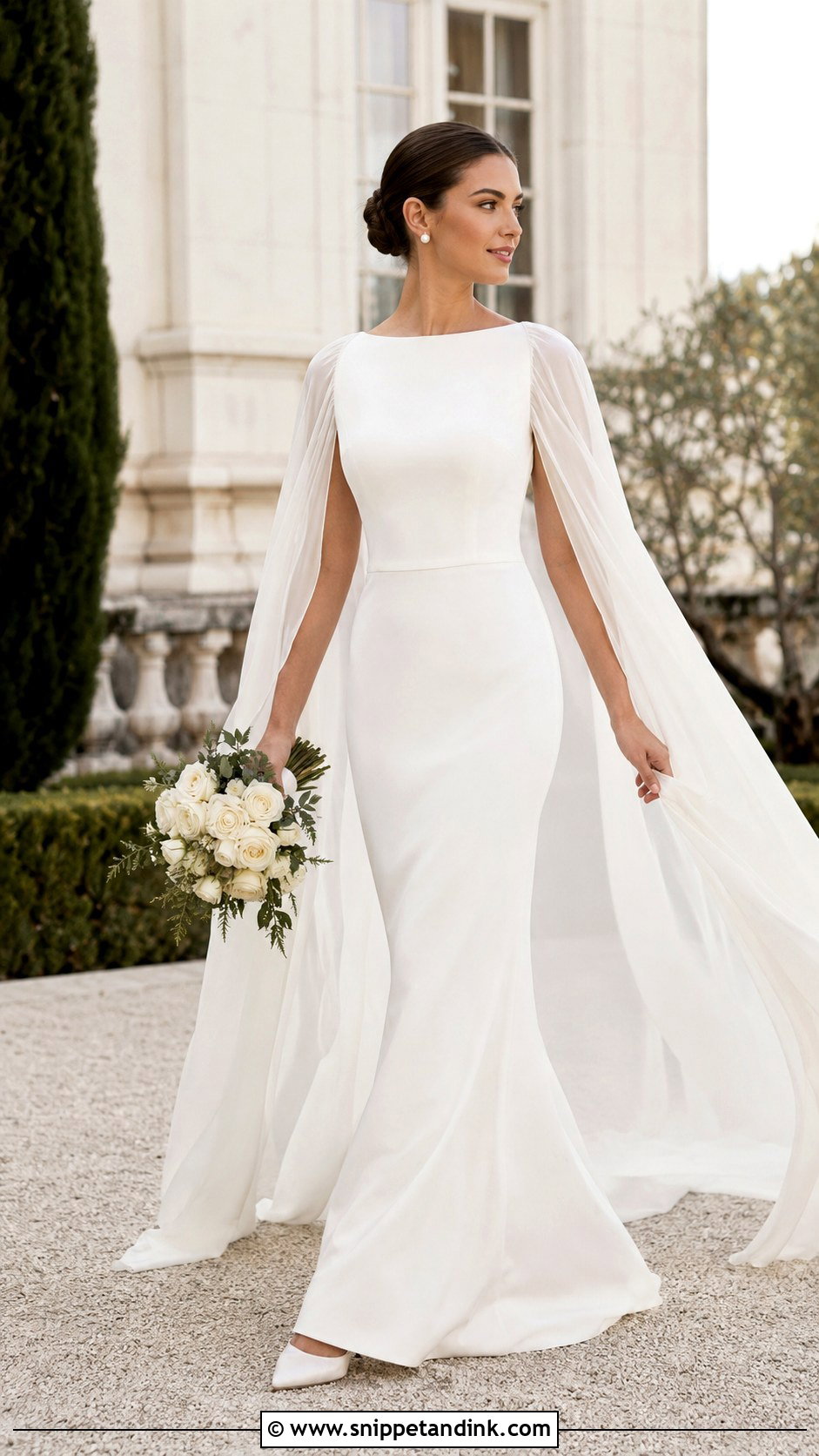 Cream Cape Sleeve Wedding Dress - Snippet and Ink - 20 Cream Color Wedding Dress Ideas