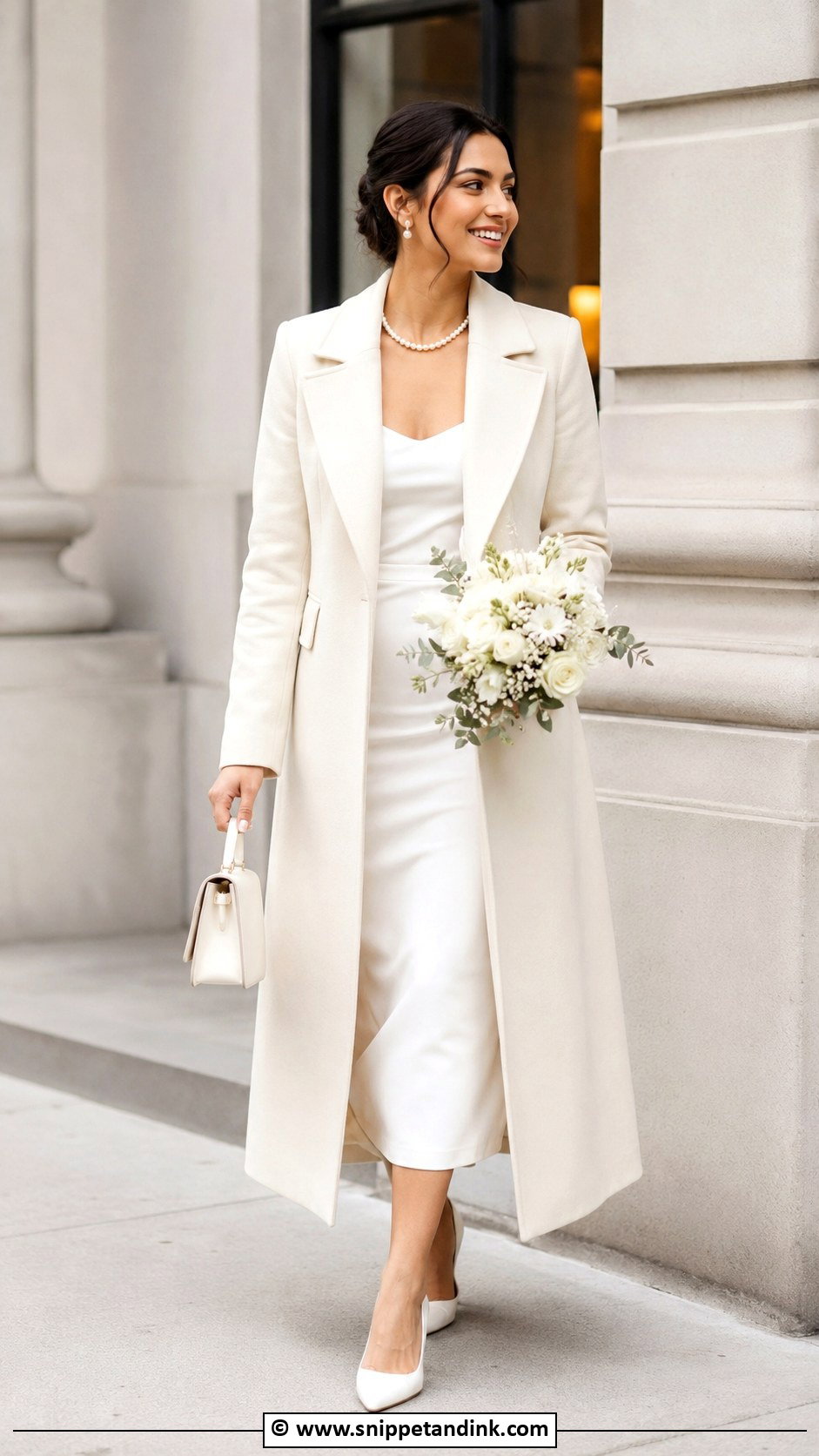 Cream Coat Court Wedding Outfit - Snippet and Ink - 30 Court Wedding Dress Ideas