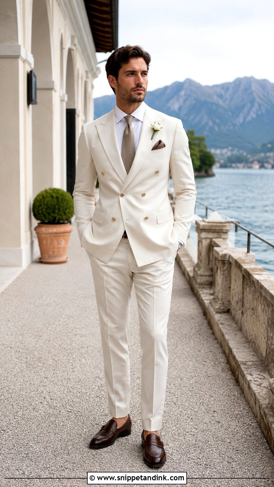 Cream Double Breasted Italian Wedding Suit - Snippet and Ink - 20 Italian Wedding Suit Ideas