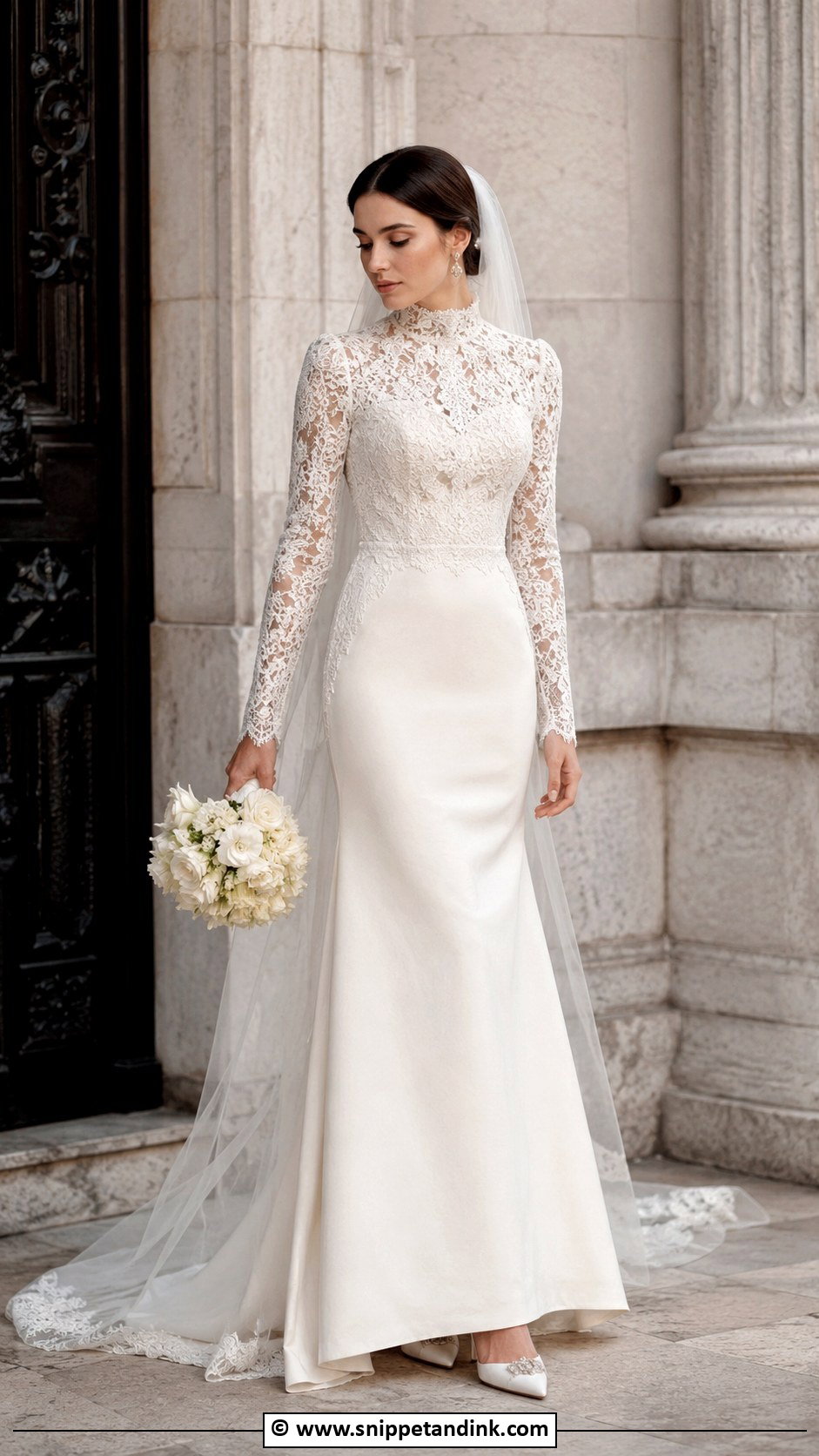 Cream High Neck Wedding Dress - Snippet and Ink - 30 Cream Wedding Dress Ideas