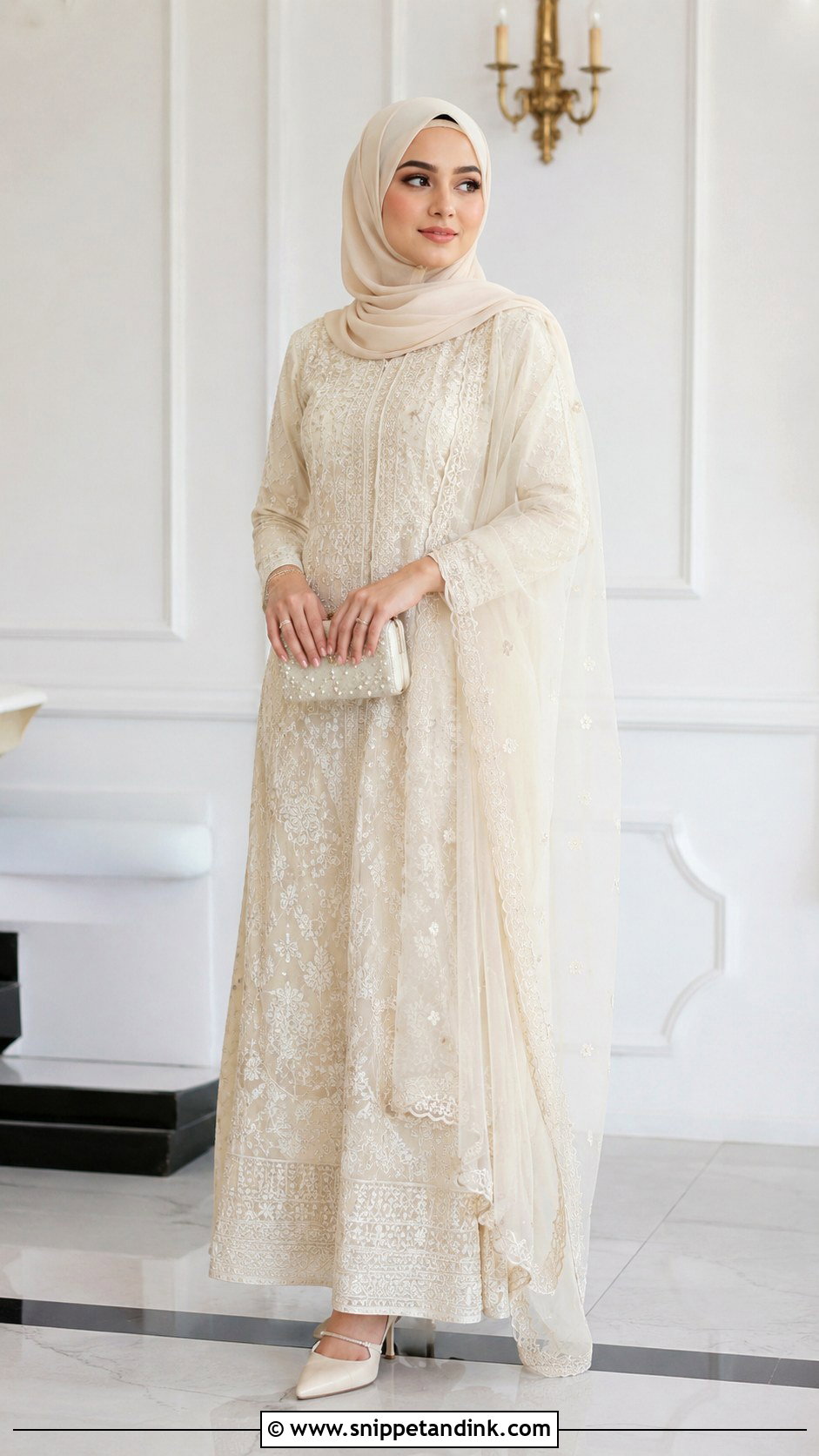 Cream Hijab Nikkah Outfit - Snippet and Ink - 25 Simple Nikkah Outfit Ideas