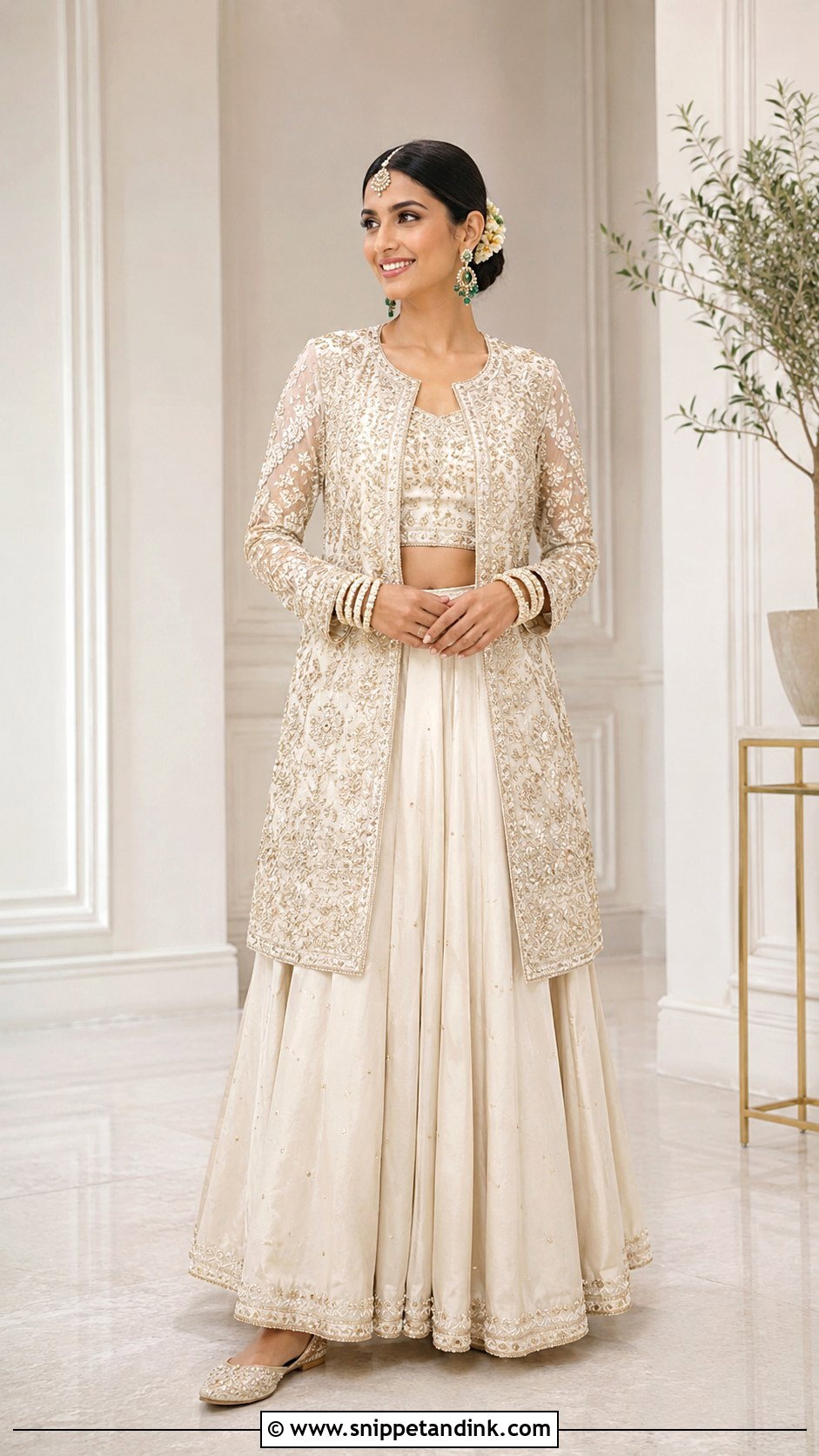 Cream Jacket Lehenga Grahshanti Outfit - Snippet and Ink - 20 Grahshanti Outfit for Bridal Ideas