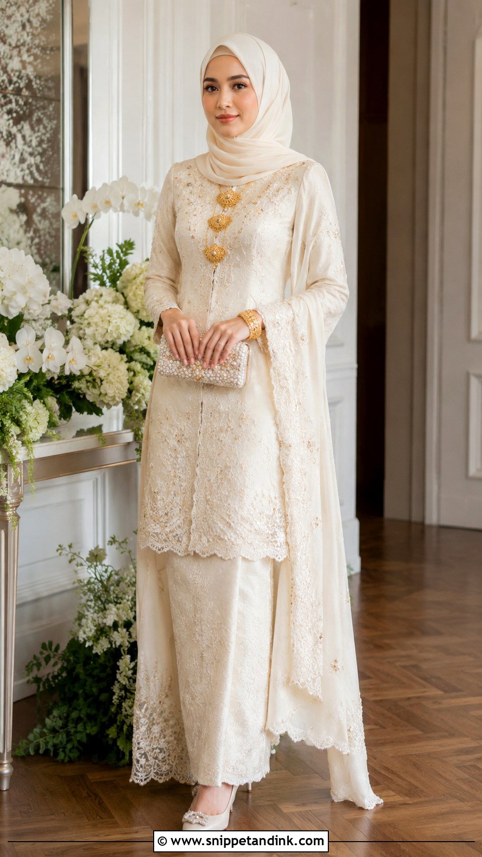 Cream Kebaya Labuh Nikah Dress - Snippet and Ink - 25 Malay Nikah Wedding Dress Ideas