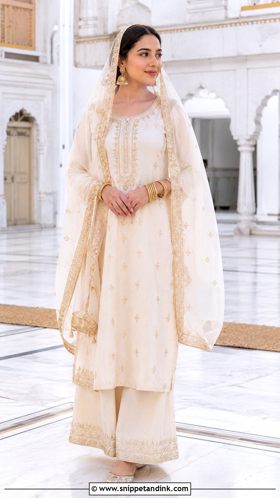 Cream Kurta Set Anand Karaj Outfit - Snippet and Ink - 30 Anand Karaj Outfit Ideas