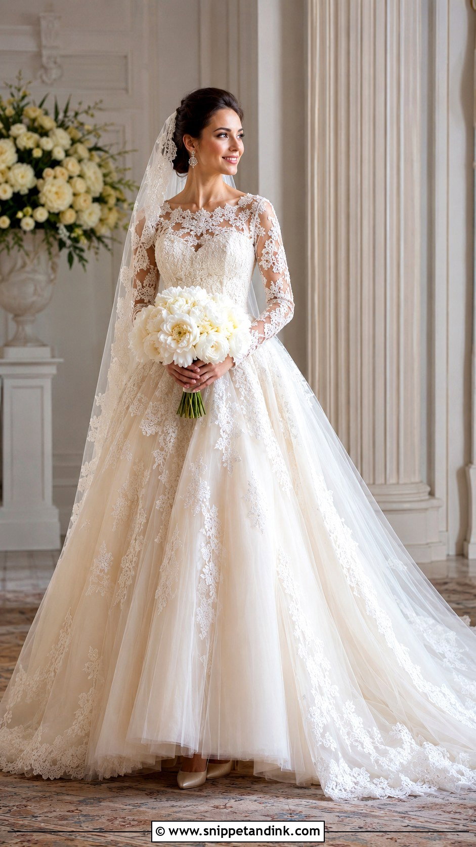 Cream Lace Ball Gown Wedding Dress - Snippet and Ink - 20 Cream Color Wedding Dress Ideas