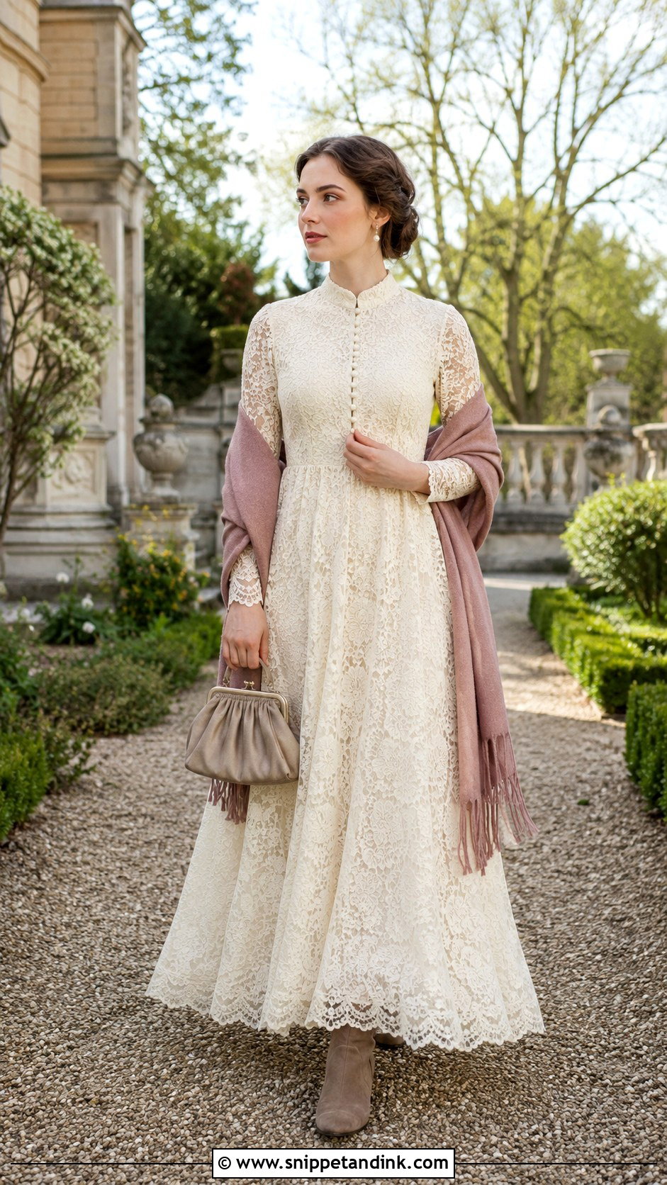 Cream Lace Cottage Core Gown - Snippet and Ink - 20 Cottage Core Gown Ideas