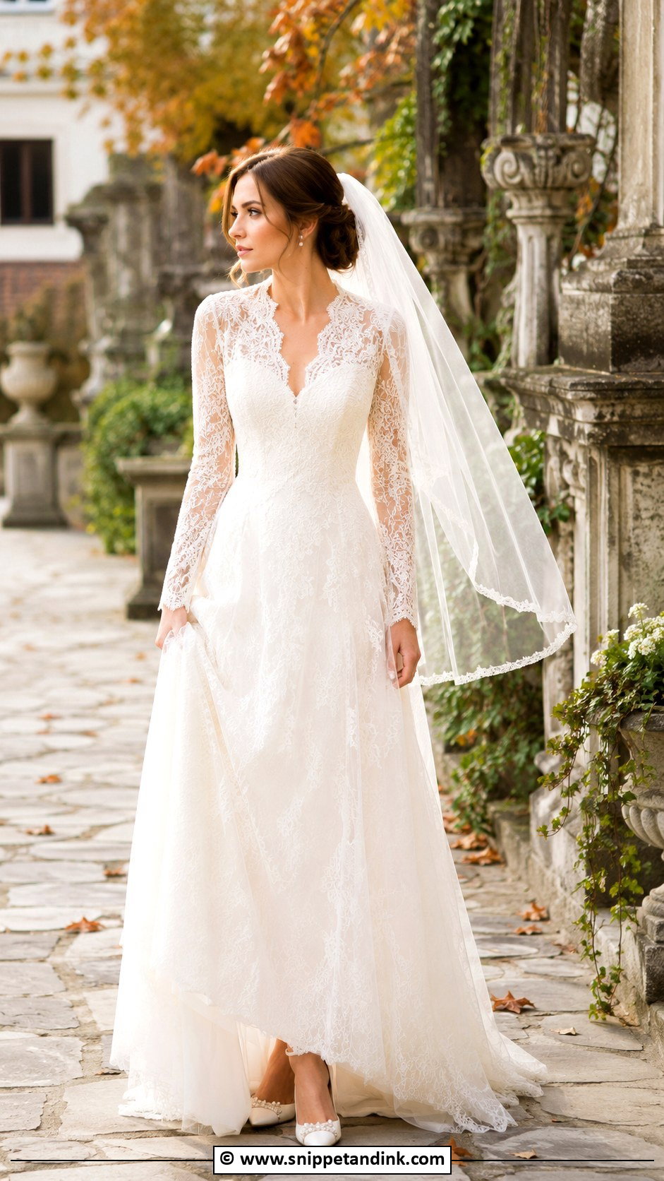 Cream Lace Long Sleeve Wedding Dress - Snippet and Ink - 30 Cream Wedding Dress Ideas
