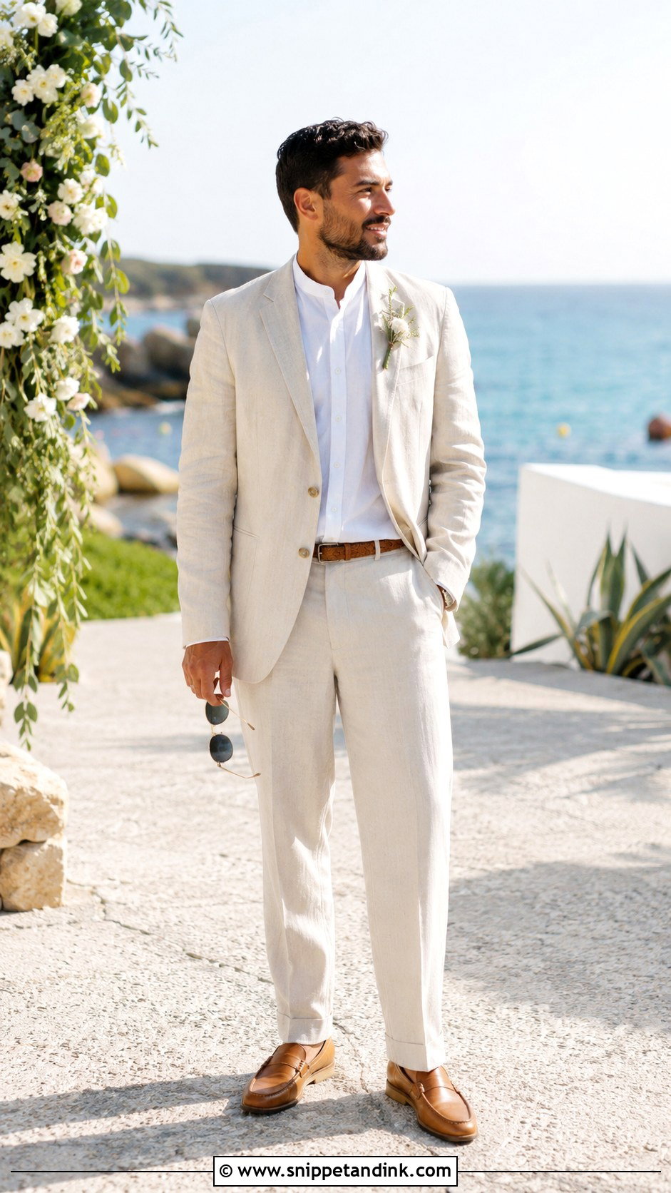 Cream Linen Masc Wedding Suit - Snippet and Ink - 20 Masc Wedding Dress Ideas