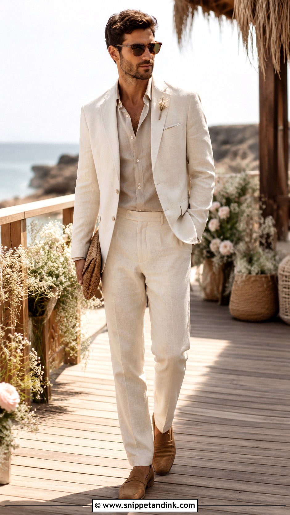 Cream Linen Suit Wedding Outfit - Snippet and Ink - 25 Gender Neutral Wedding Outfit Ideas