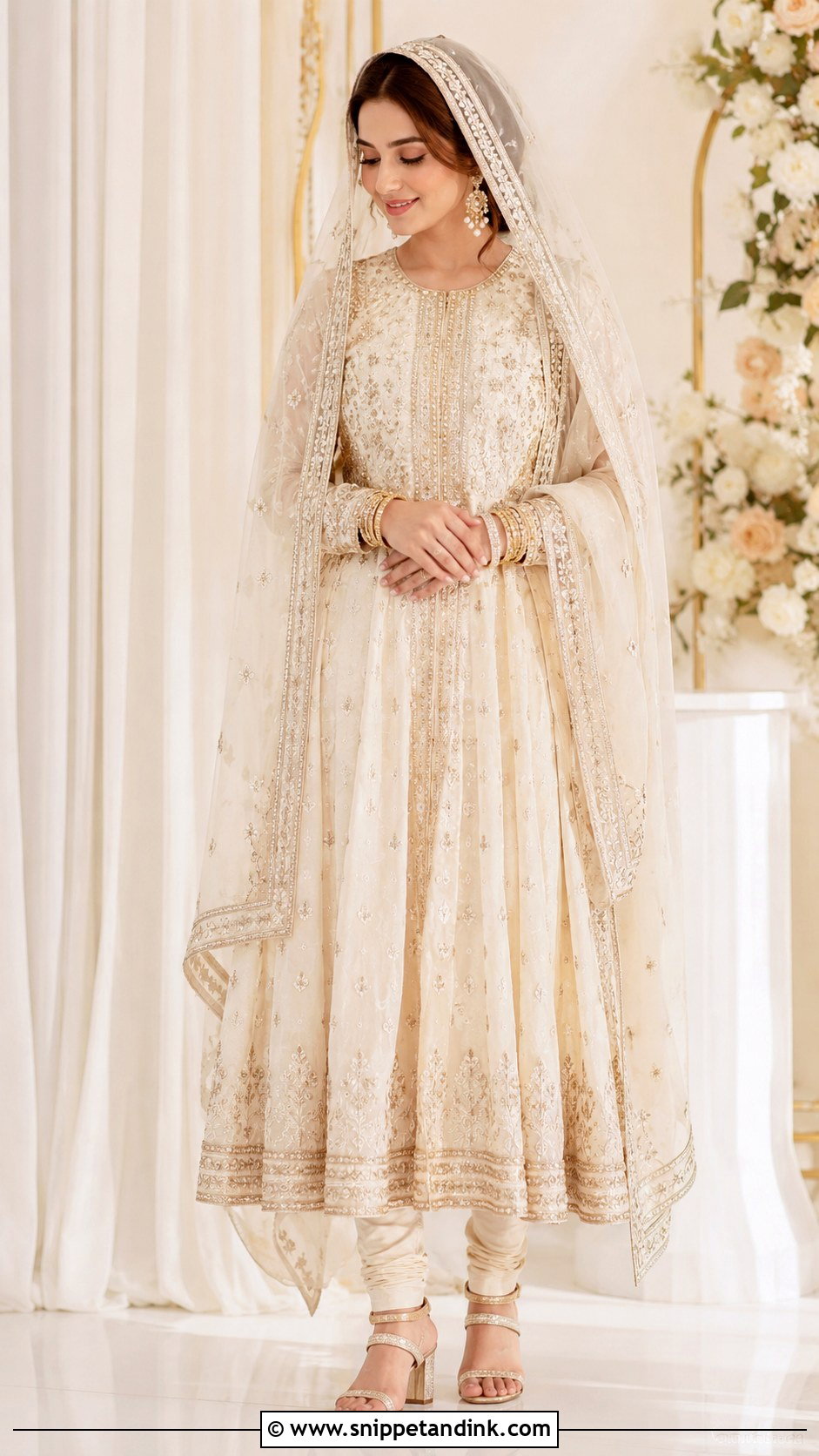 Cream Nikah Anarkali Outfit - Snippet and Ink - 25 Nikah Outfit Muslim Pakistani Bridal Ideas