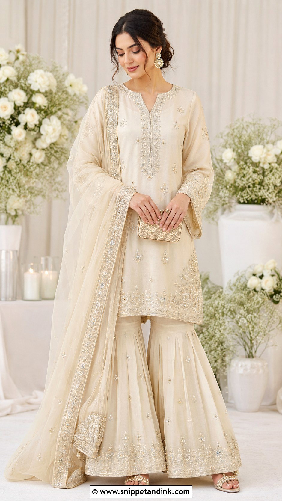 Cream Nikkah Sharara Dress - Snippet and Ink - 25 Simple Nikkah Dress Ideas