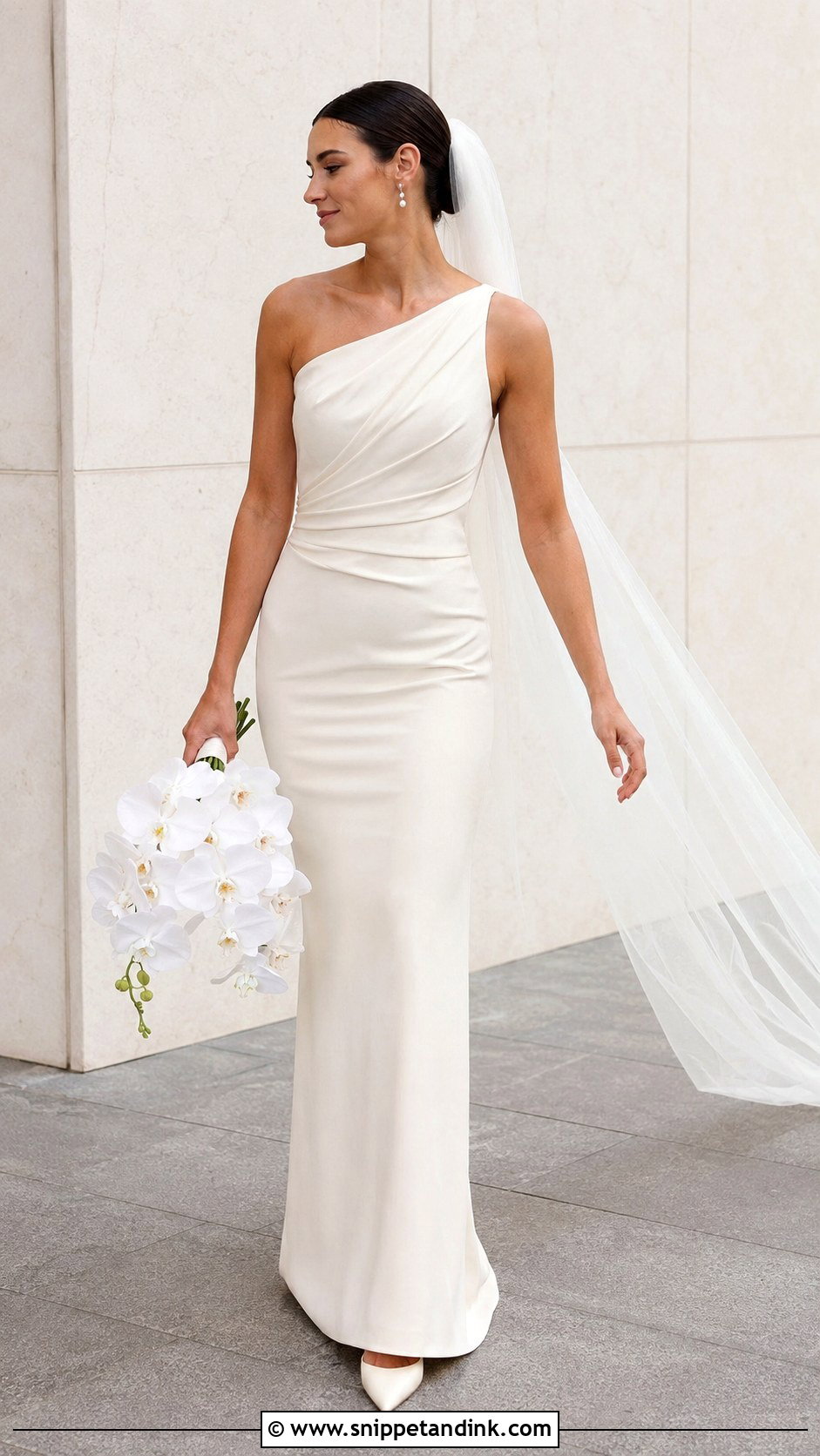 Cream One Shoulder Wedding Dress - Snippet and Ink - 20 Cream Color Wedding Dress Ideas