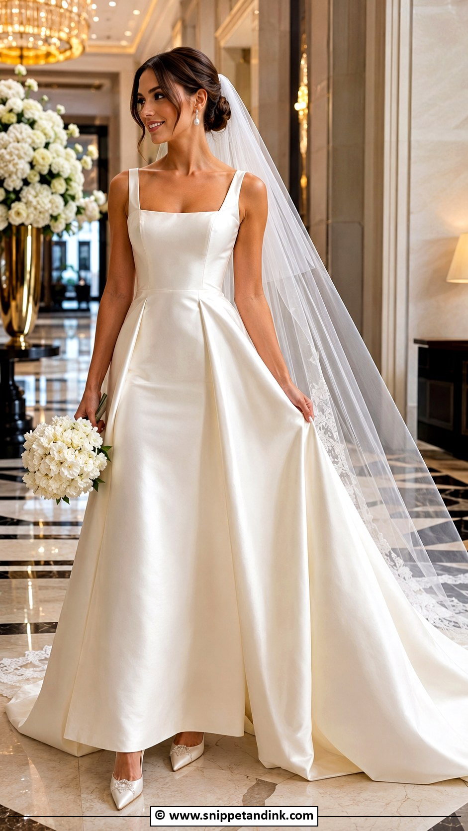 Cream Satin A Line Wedding Dress - Snippet and Ink - 30 Cream Wedding Dress Ideas