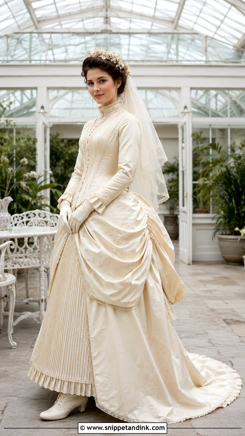Cream Silk Taffeta 1880s Wedding Dress - Snippet and Ink - 20 1880s Wedding Dress Ideas