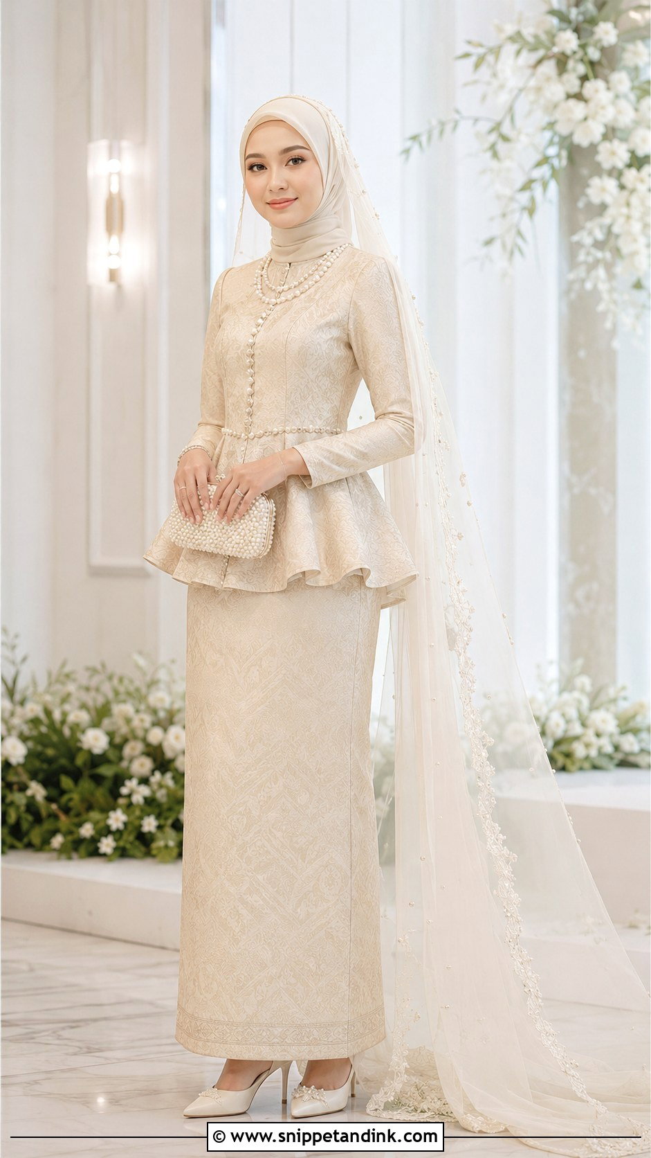 Cream Songket Peplum Wedding Dress - Snippet and Ink - 25 Malay Songket Wedding Dress Ideas