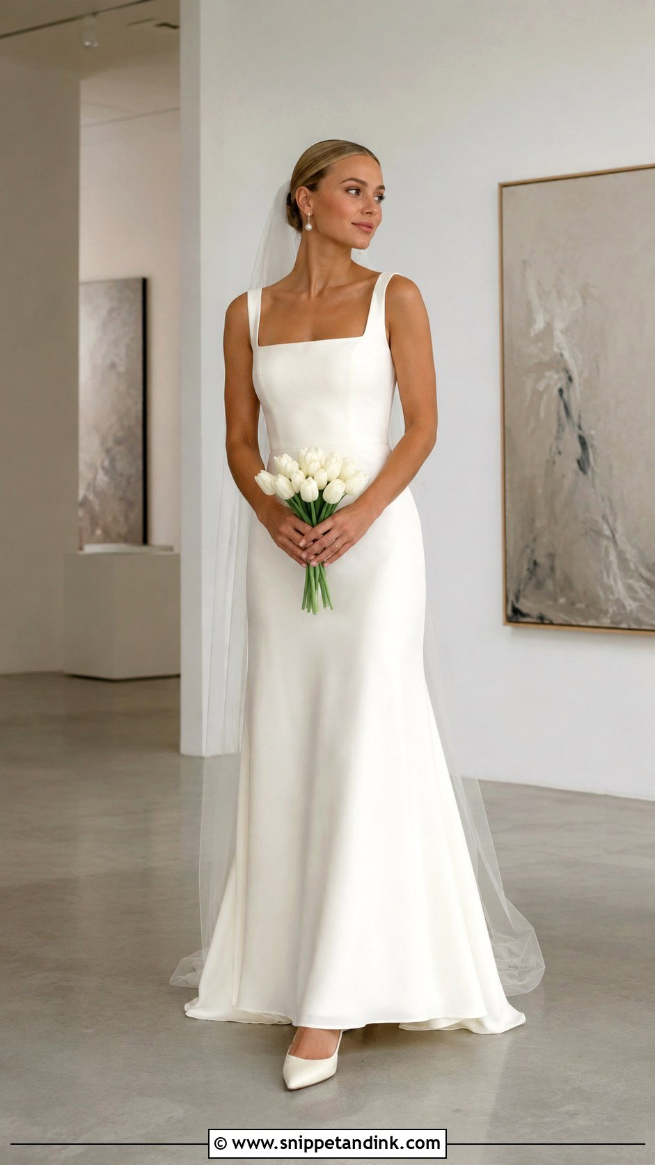 Cream Square Neck Wedding Dress - Snippet and Ink - 20 Cream Color Wedding Dress Ideas