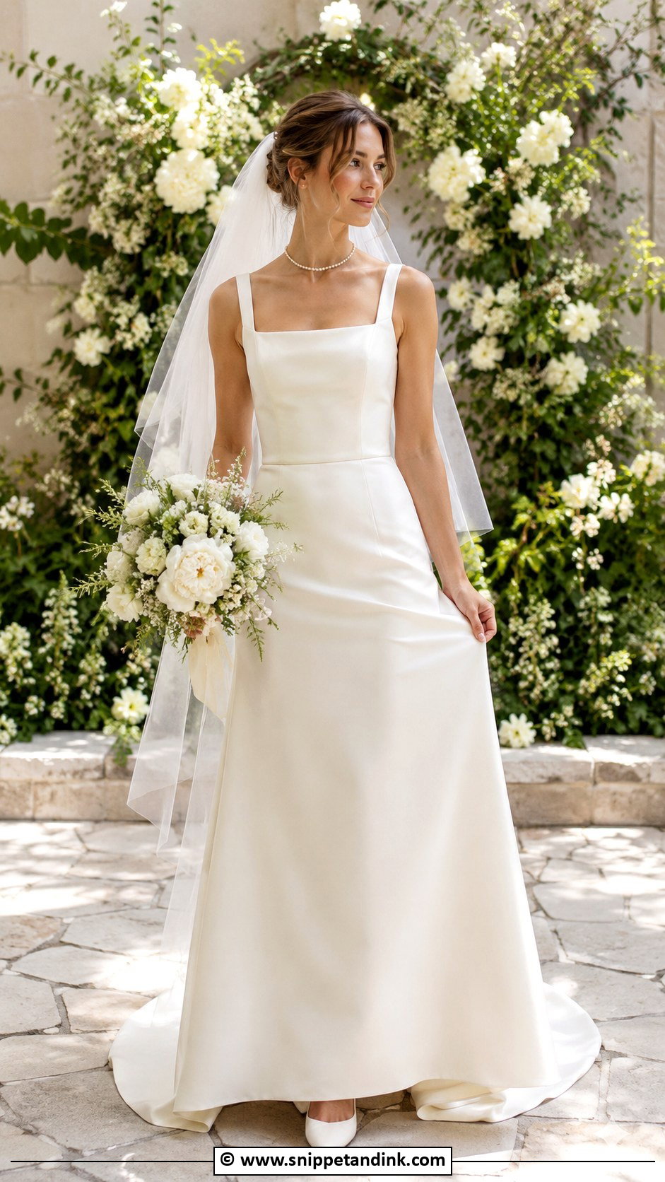 Cream Square Neck Wedding Dress - Snippet and Ink - 30 Cream Wedding Dress Ideas