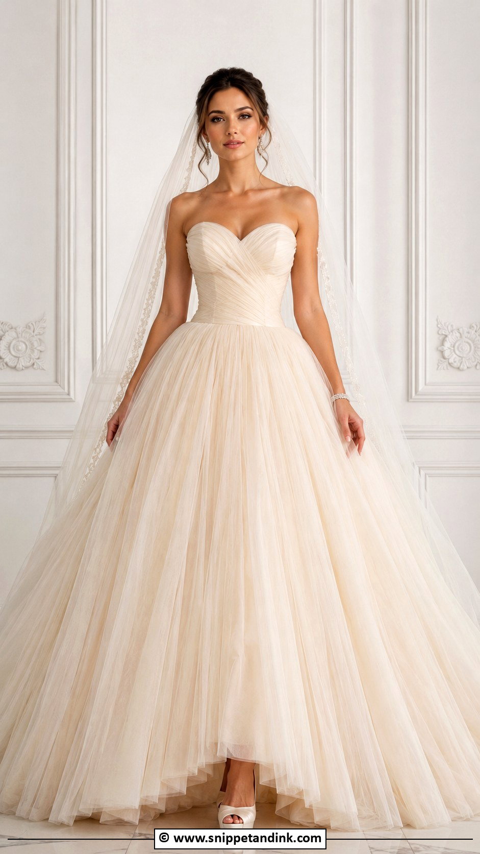 Cream Strapless Ball Gown Wedding Dress - Snippet and Ink - 30 Cream Wedding Dress Ideas