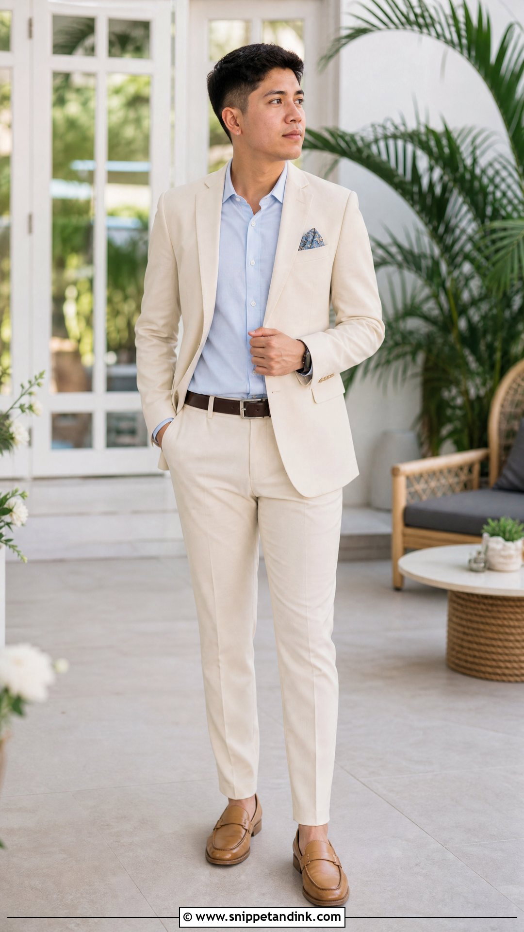 Cream Suit Masc Wedding Outfit - Snippet and Ink - 25 Masc Wedding Outfits
