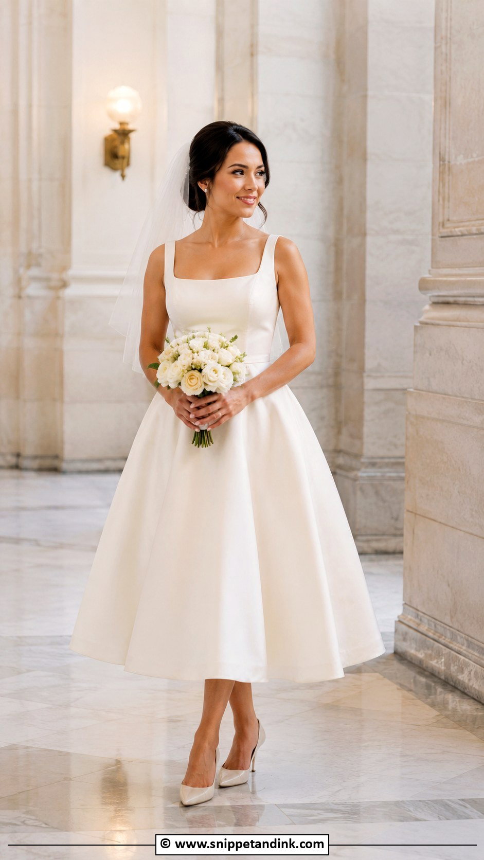 Cream Tea Length Wedding Dress - Snippet and Ink - 30 Cream Wedding Dress Ideas