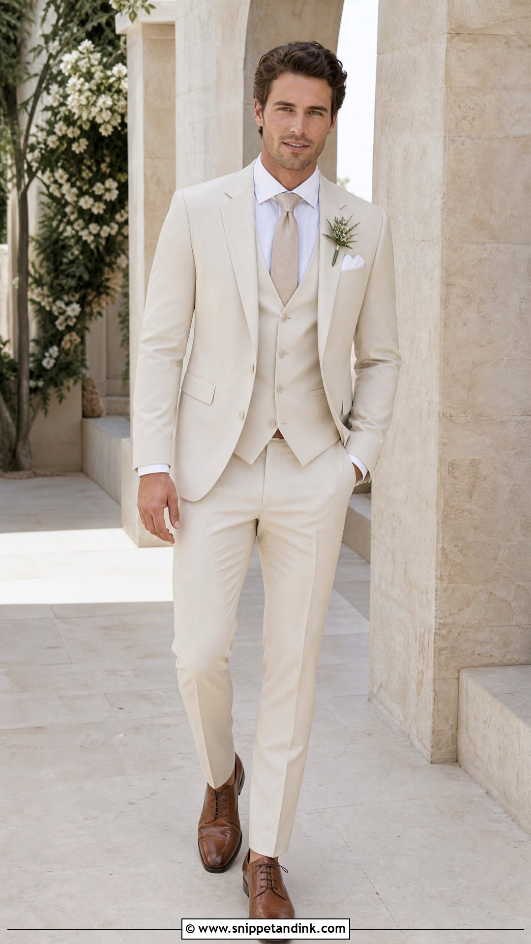 Cream Three Piece Wedding Suit - Snippet and Ink - 20 Three Piece Suit Wedding Ideas