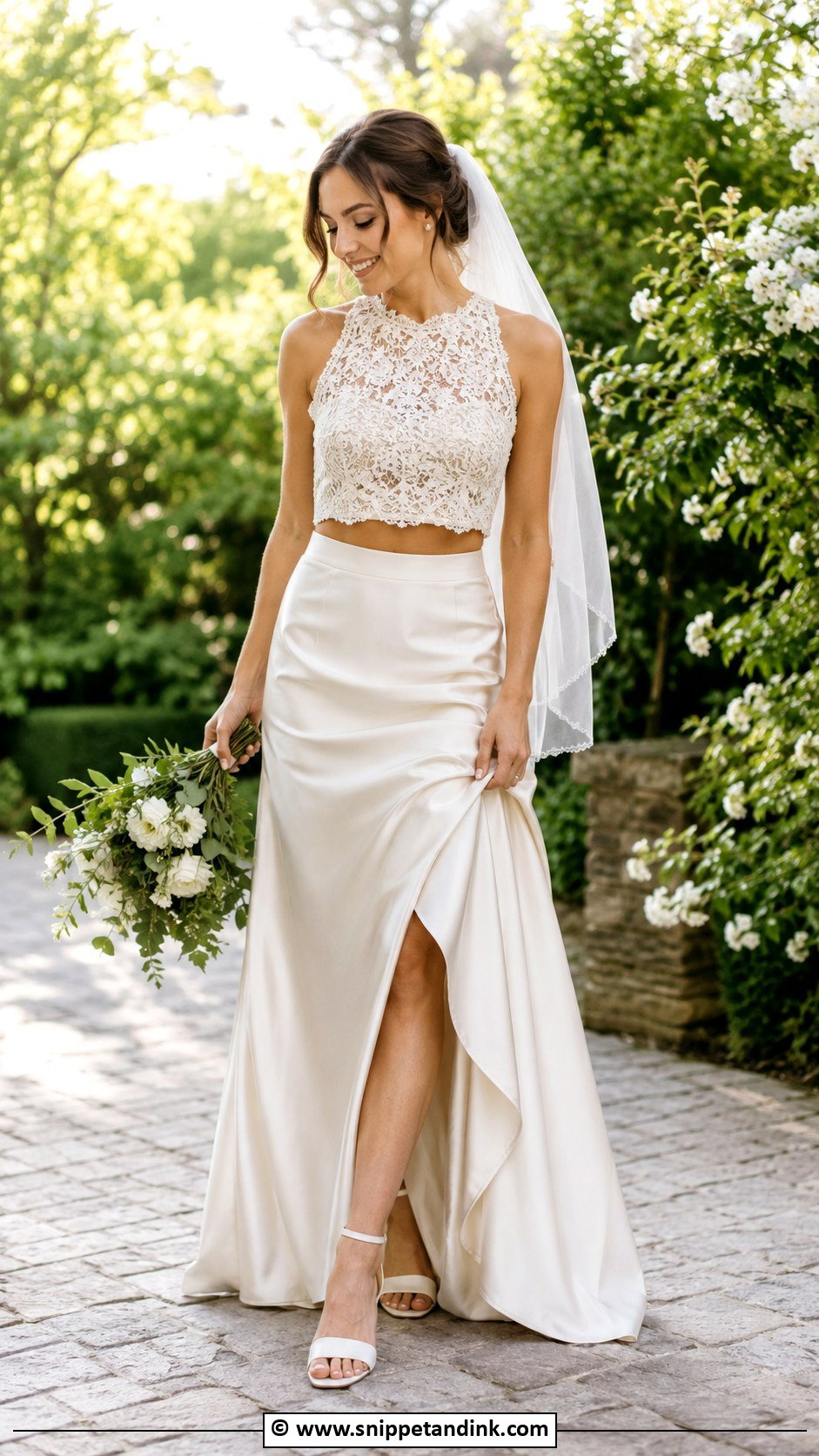 Cream Two Piece Wedding Dress - Snippet and Ink - 30 Cream Wedding Dress Ideas
