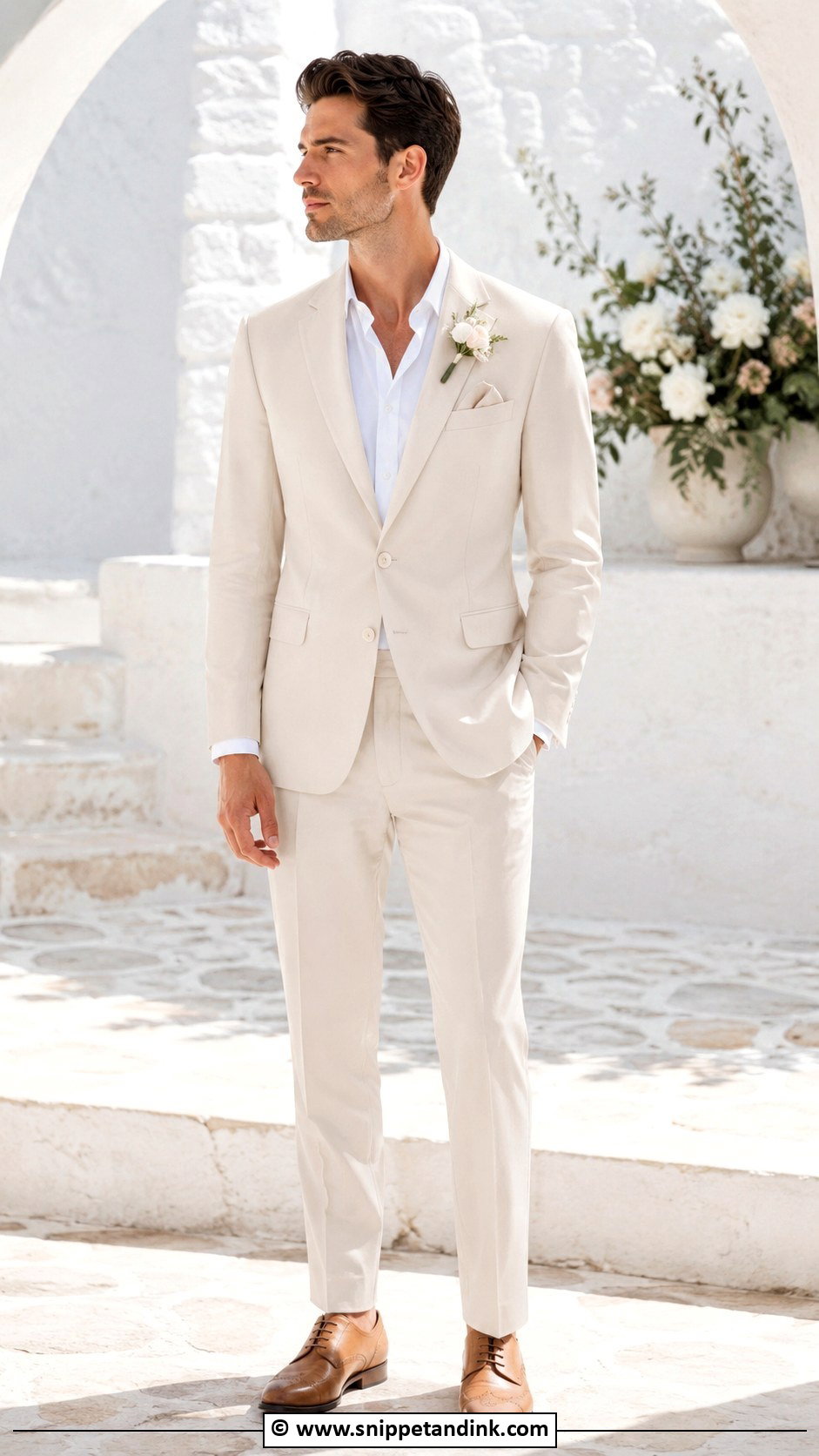 Cream Wedding Suit - Snippet and Ink - 35 Wedding Suit Ideas