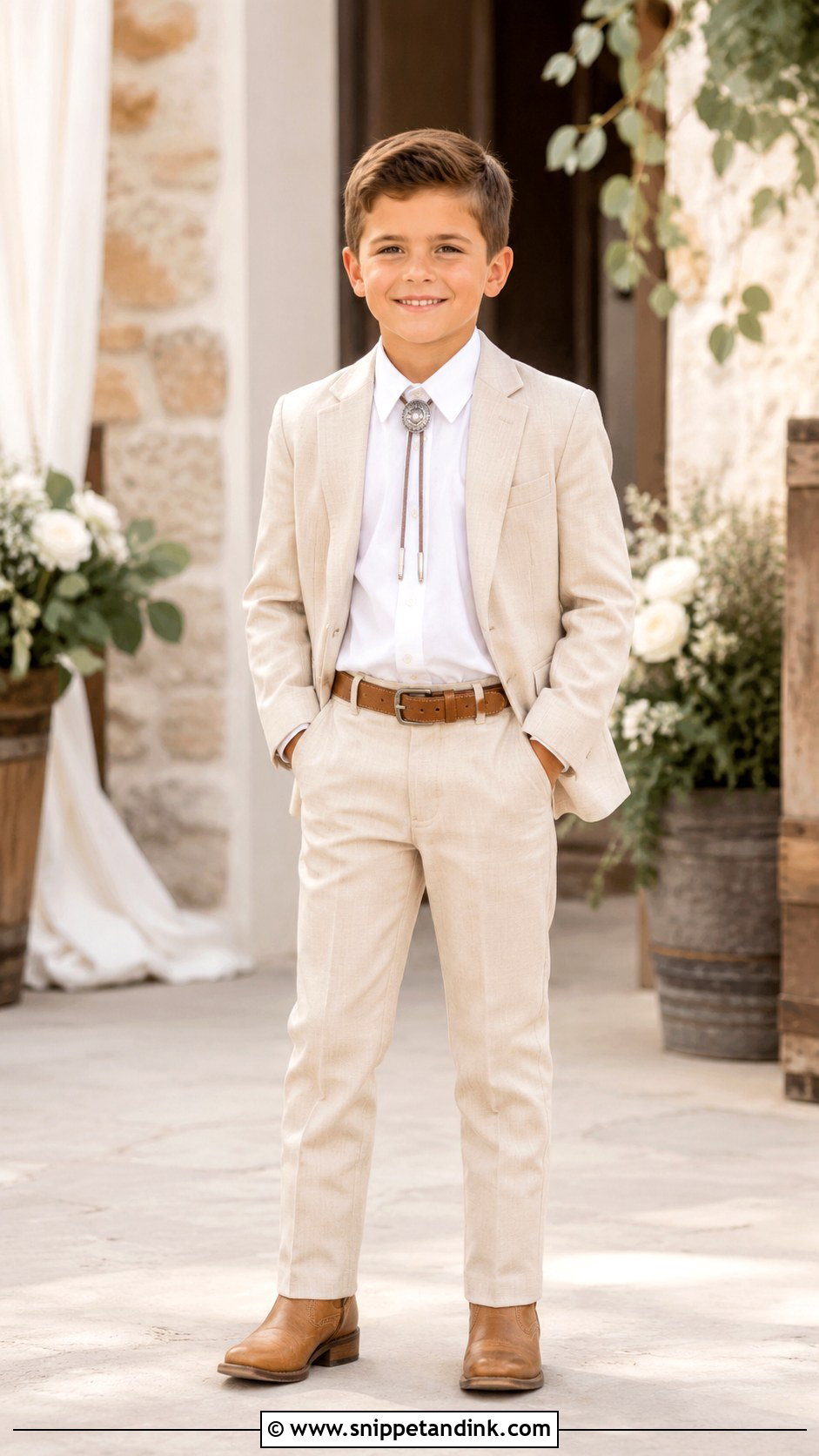 Cream Western Ring Bearer Suit - Snippet and Ink - 20 Western Ring Bearer Outfit Ideas