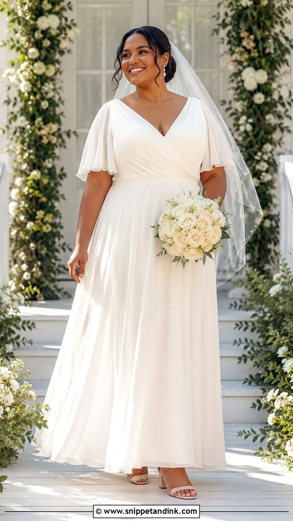 Cream Wrap Bodice Wedding Dress - Snippet and Ink - 20 Cream Color Wedding Dress Ideas