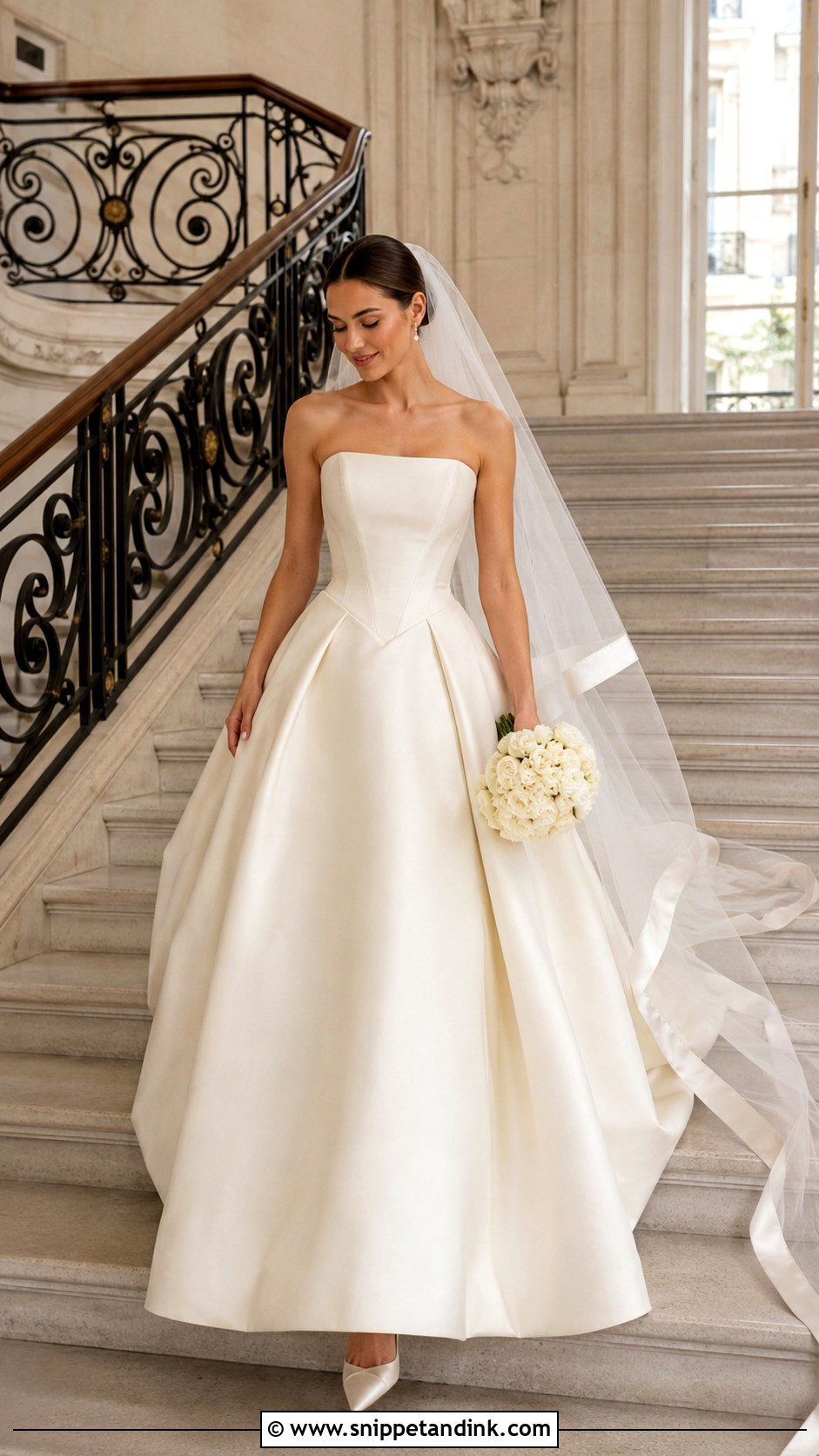 Creme Basque Waist Wedding Dress - Snippet and Ink - 20 Creme Wedding Dress Ideas