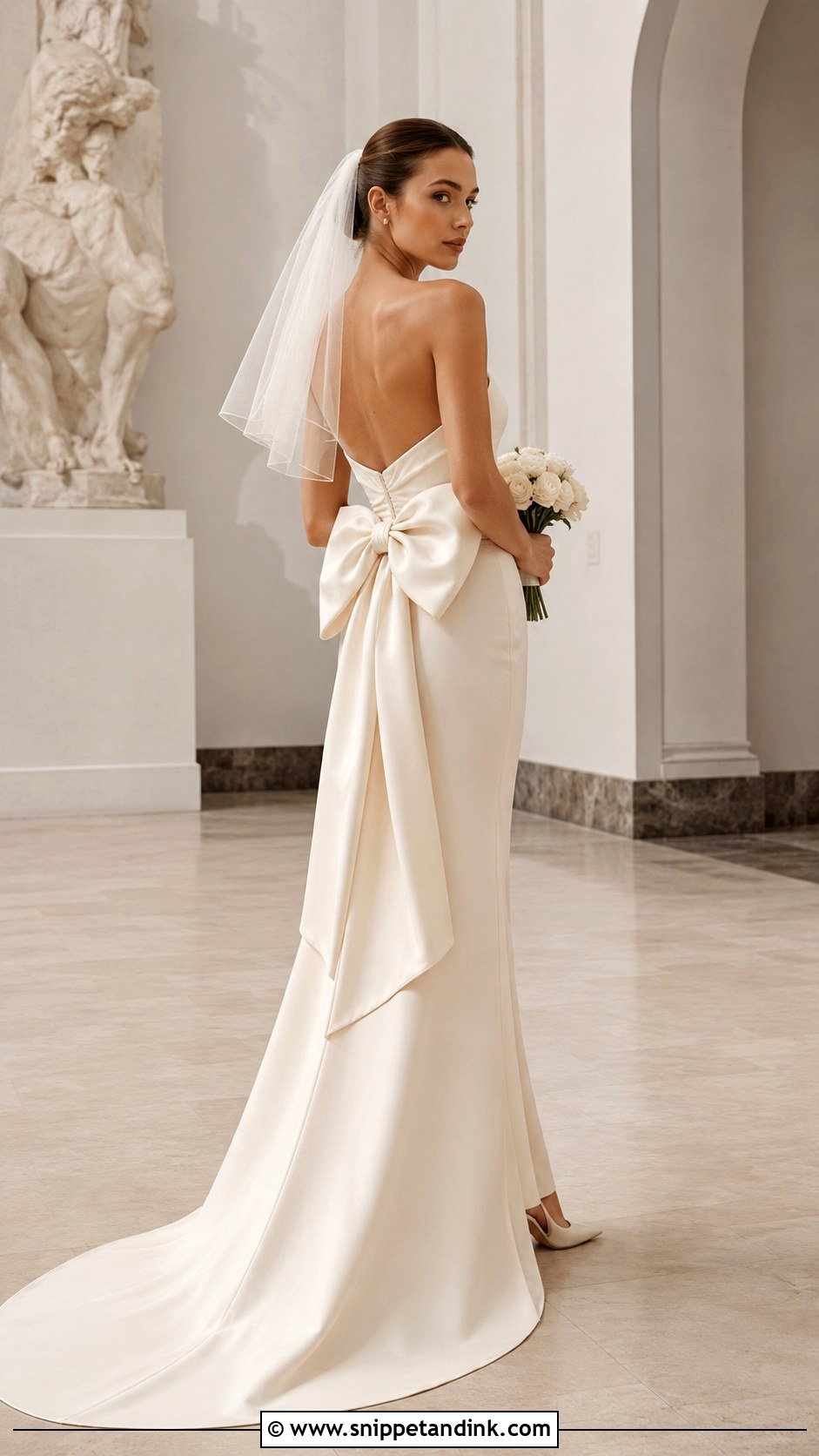 Creme Bow Back Wedding Dress - Snippet and Ink - 20 Creme Wedding Dress Ideas