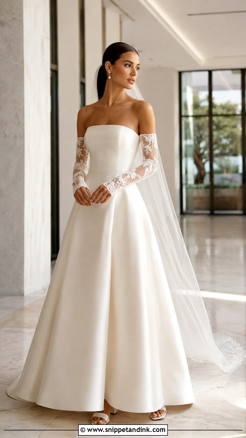 Creme Detachable Sleeve Wedding Dress - Snippet and Ink - 20 Creme Wedding Dress Ideas