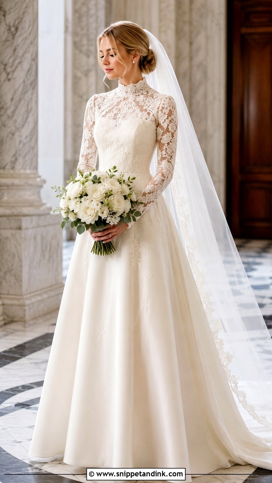 Creme High Neck Wedding Dress - Snippet and Ink - 20 Creme Wedding Dress Ideas