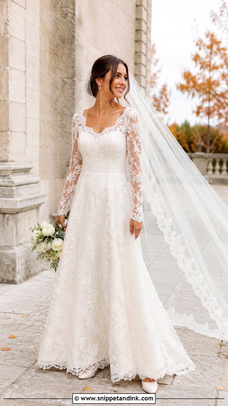 Creme Lace Long Sleeve Wedding Dress - Snippet and Ink - 20 Creme Wedding Dress Ideas