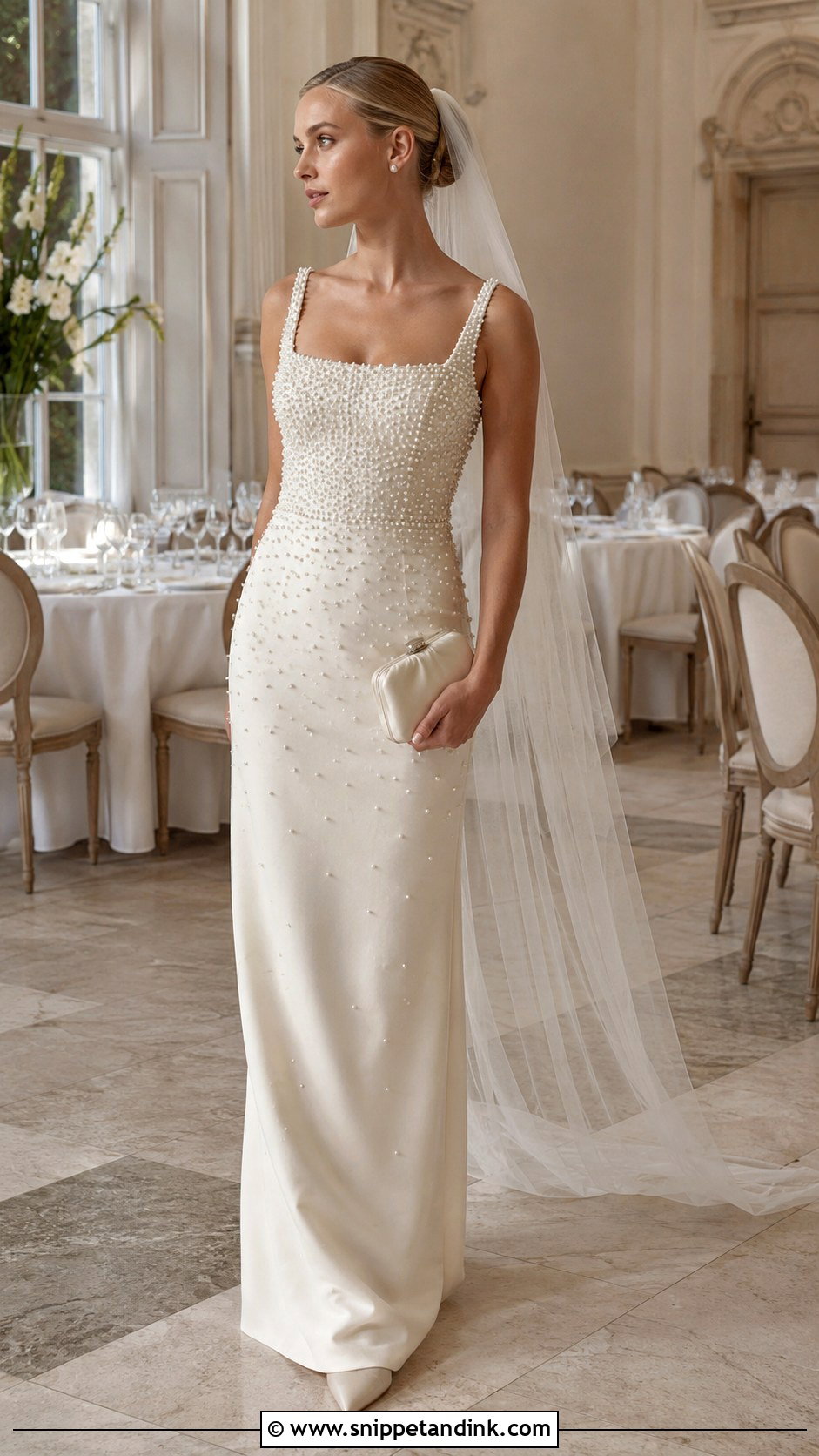 Creme Pearl Beaded Wedding Dress - Snippet and Ink - 20 Creme Wedding Dress Ideas