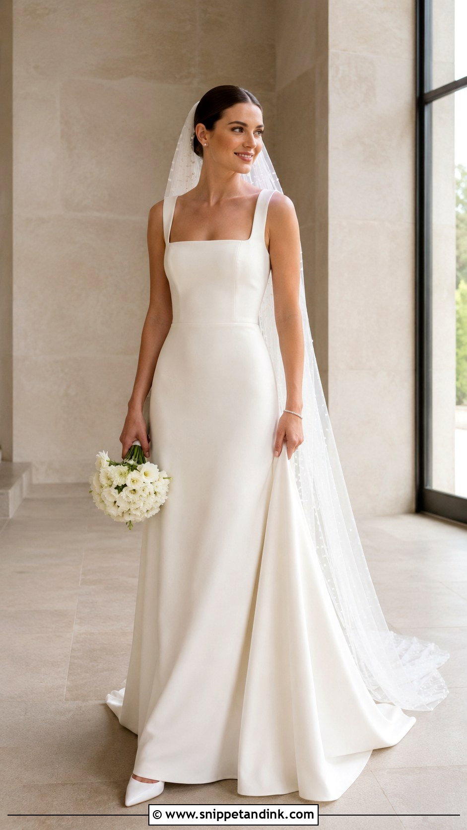 Creme Square Neck Wedding Dress - Snippet and Ink - 20 Creme Wedding Dress Ideas