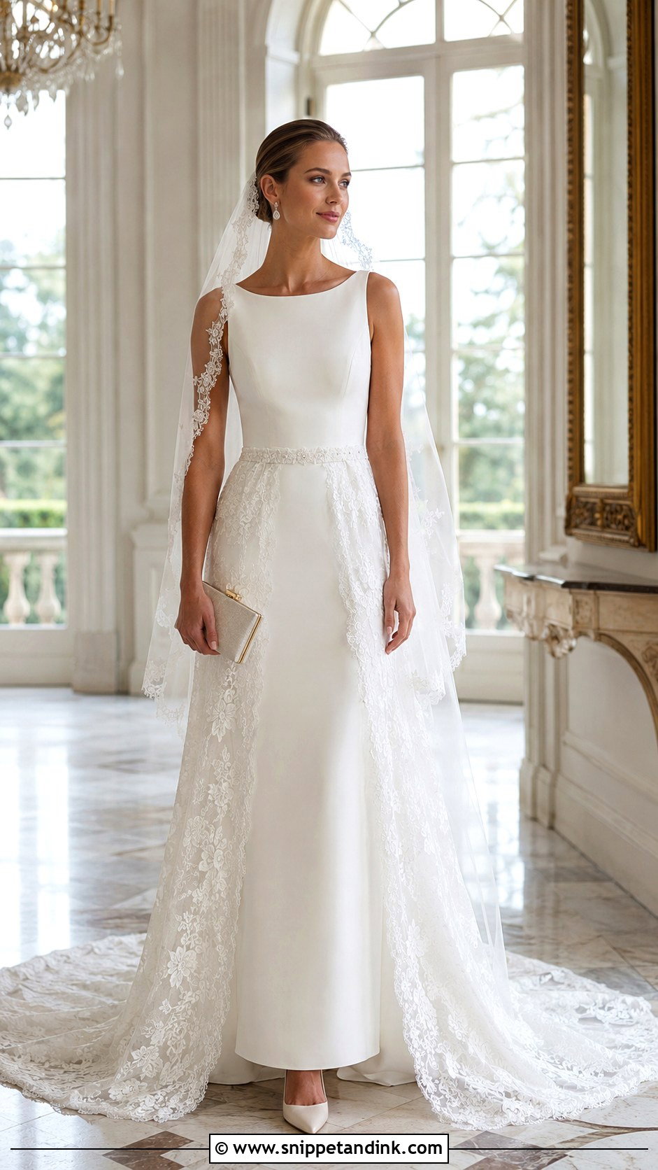 Crepe 2in1 Wedding Dress With Lace Overskirt - Snippet and Ink - 20 2in1 Wedding Dress Ideas