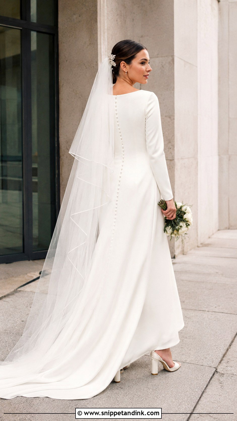 Crepe A Line Covered Wedding Dress - Snippet and Ink - 20 Covered Wedding Dresses