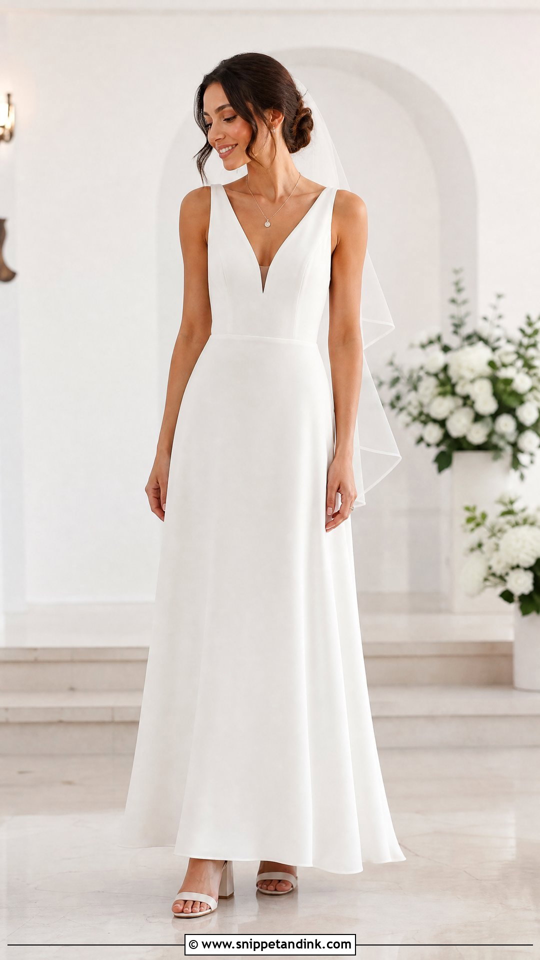Crepe A Line Wedding Dress No Train - Snippet and Ink - 20 Wedding Dress No Train Ideas