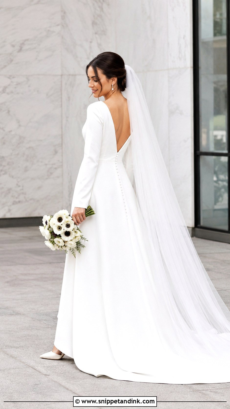 Crepe A Line Wedding Dress With V Back - Snippet and Ink - 20 Classic a Line Wedding Dress Ideas