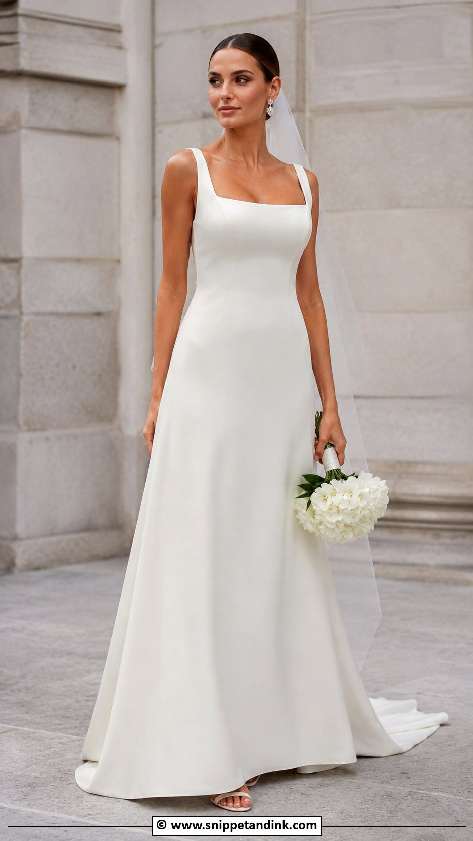 Crepe A Line Wedding Dress - Snippet and Ink - 30 A-Line Wedding Dress Ideas